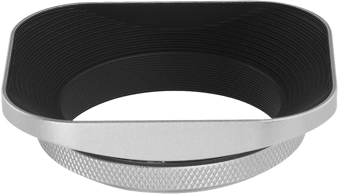 Haoge LH-EW2 49mm Square Metal Screw-in Lens Hood with Cap for 49mm Canon Nikon Sony Leica Voigtlander Nikkor Panasonic Pentax Contax Olympus Lens and Other Lens with 49mm Filter Thread Silver