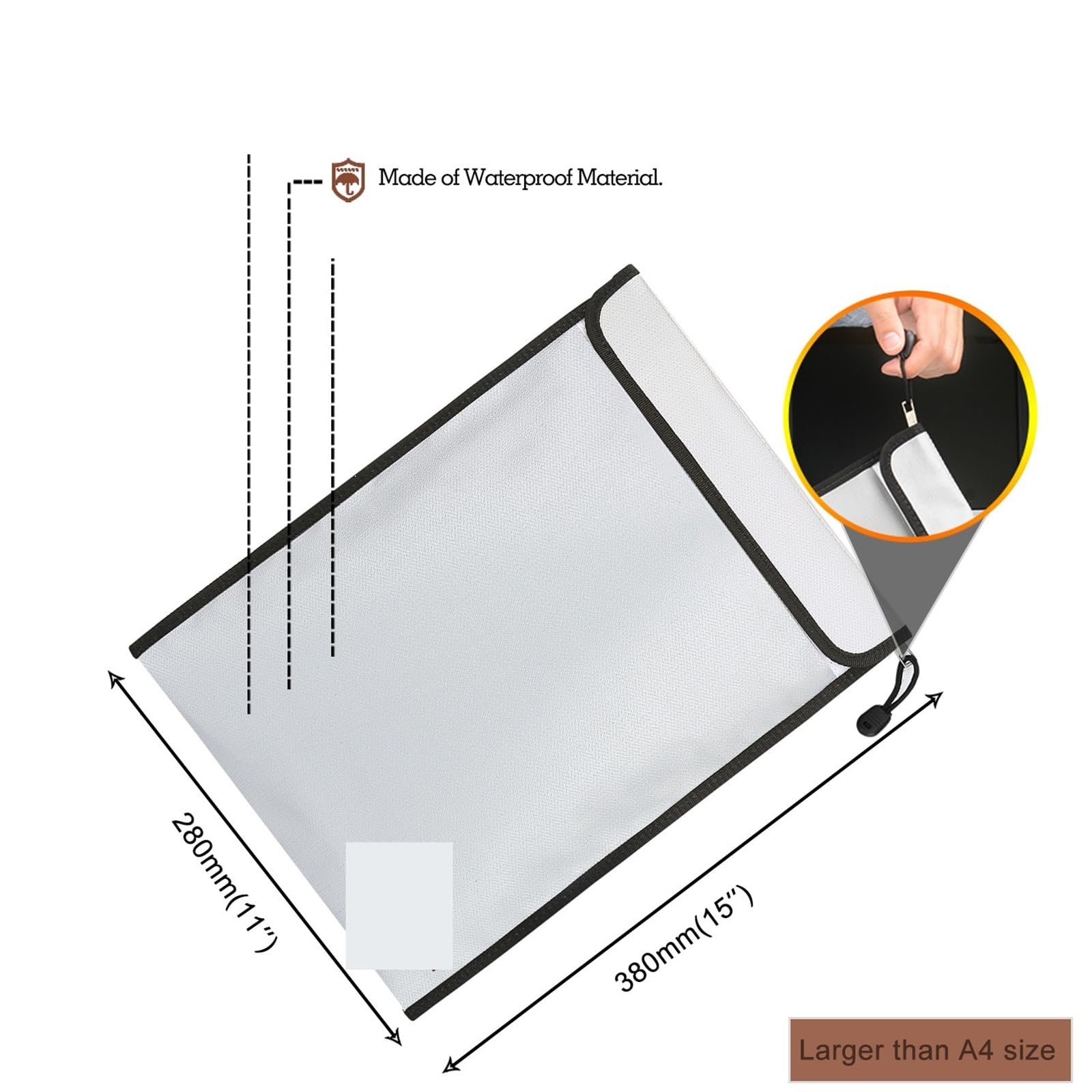 Bolsa de dinero con cremallera, bolsa impermeable for documentos, almacenamiento información, contratos, certificados, bienes raíces Para Documentos