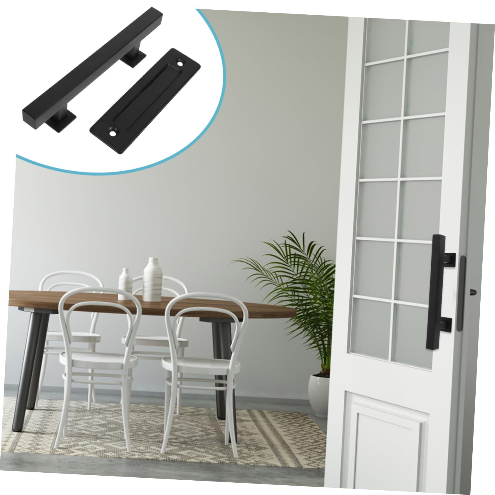 Maniglia Carbonio Fienile Scorrevole Porta per Acciaio in Nero | Set da 1 Pezzo, Robusta e Multifunzione, per Cancelli in Legno Massello e Porte Fienile, Stile Moderno