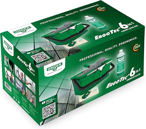 Miniatura 8 de Unger AK015 Kit de limpieza de ventanas PRO Set  Funda para lavadora eléctrica, escobilla ErgoTec, cubo 18L, limpiador líquido de vidrio 1L,