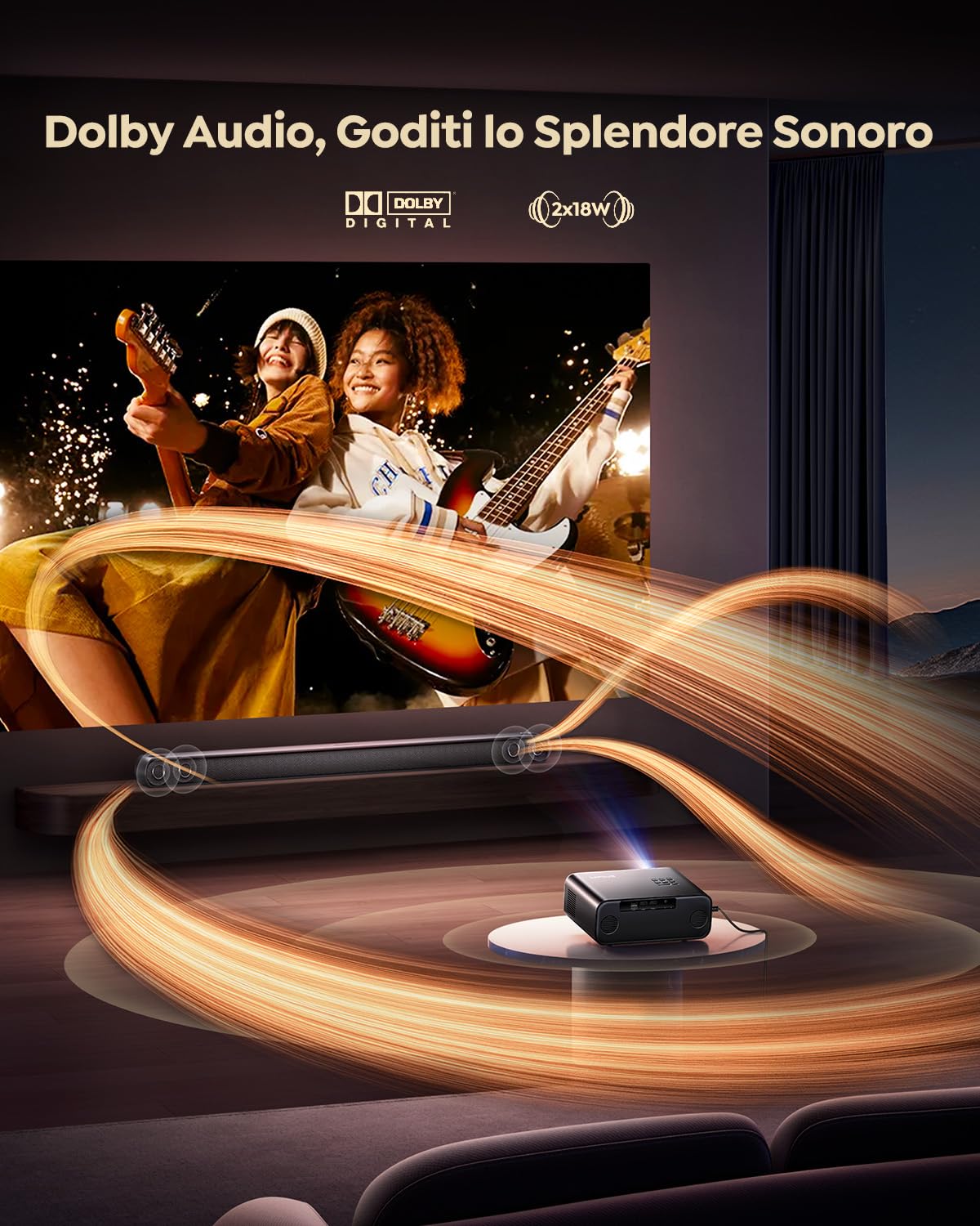 WiMiUS Proiettore [Netflix Ufficiale/Dolby/Autofocus] Smart Proiettore 4K Support, WiFi Bluetooth Videoproiettore Full HD 1080P Nativo Portatile con Auto Keystone/Zoom 50%/HDMI ARC/CEC per Home Cinema