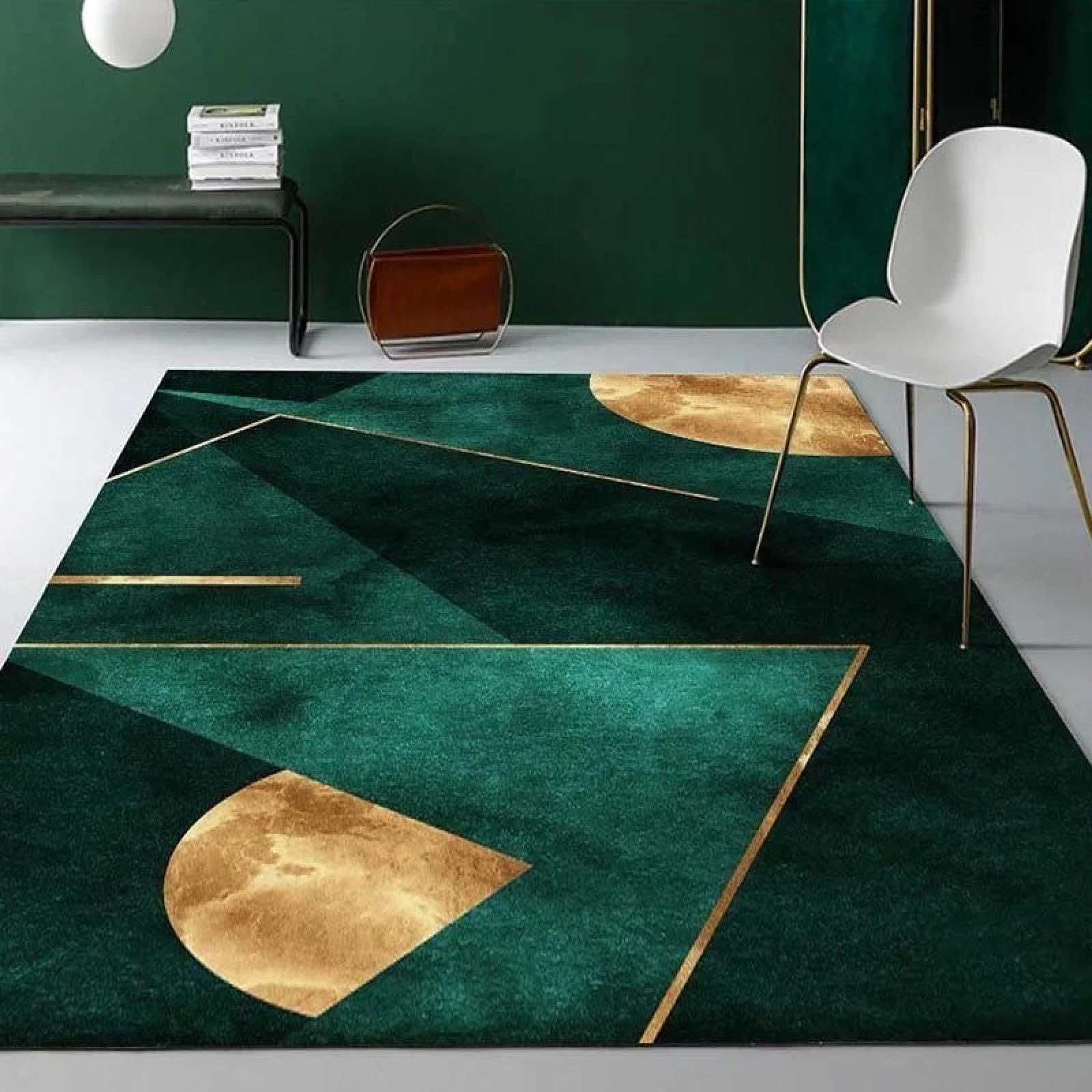 Tapis de salon de luxe moderne vert 100x140cm haute densité pour chambre raffinée