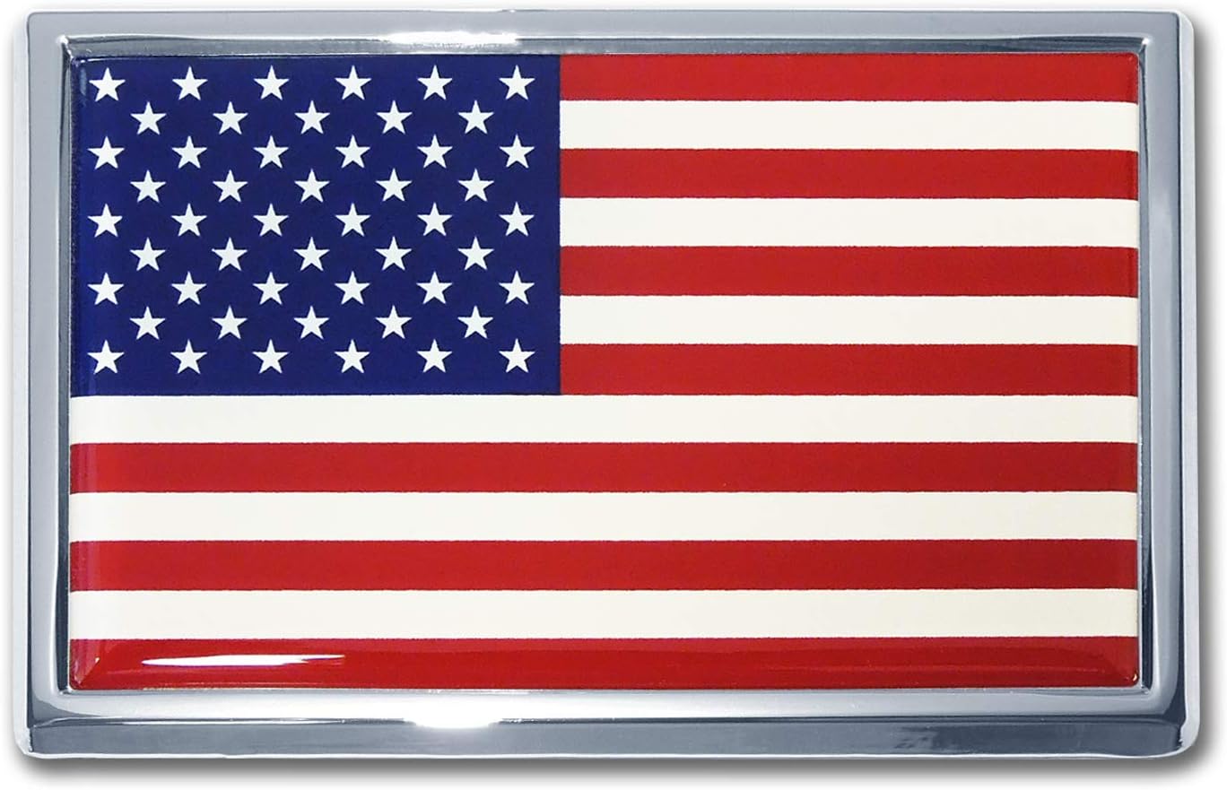 Elektroplate United States of America Flag All Metal Emblem | Truck Size at 4.2" x 2.7" | Weatherproof