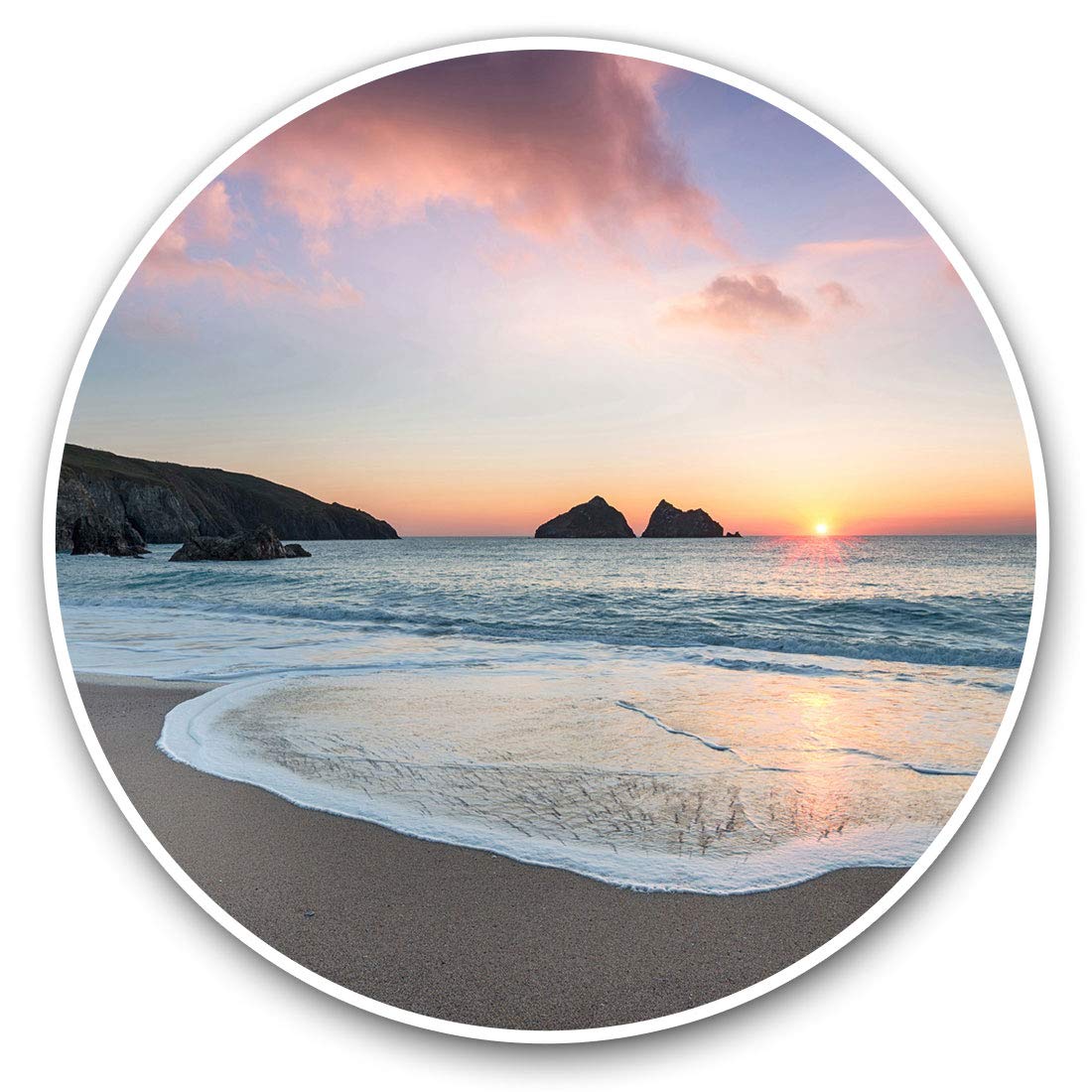 Destination Vinyl Ltd Holywell Bay Newquay Cornwall Uk 21692 Vinyl Stickers (Set Of 2) 7.5Cm - Holywell Bay Newquay Cornwall Uk #21692