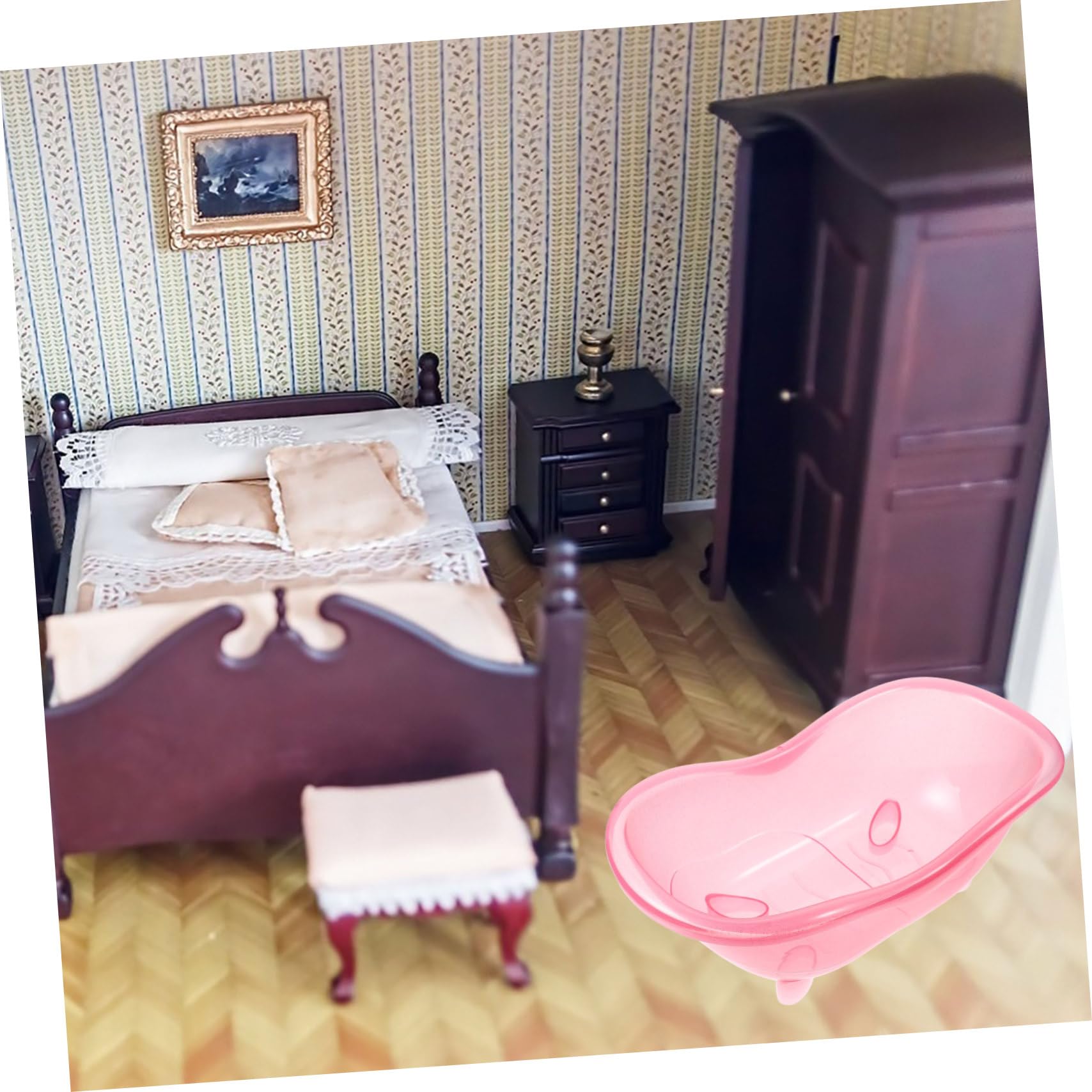 ERINGOGO Doll House Bathroom Bathtub Mini Plastic Bathtub Pretend Play Toy for Boys and Girls