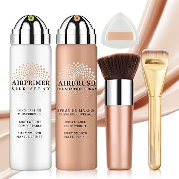 AIUEO Airbrush Foundation Spray Airbrush Primer Face Makeup-01 Natural | Foundation for Older Women, Silky Mist Spray, Full Coverage, Breathable, Lightweight Flawless Makeup, Moisturizing