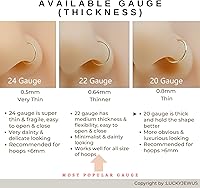 Vista 64 de LUCKYJEWUS Argolla pequeña y delgada de oro o plata de ley para perforación de nariz de mujer Dorado