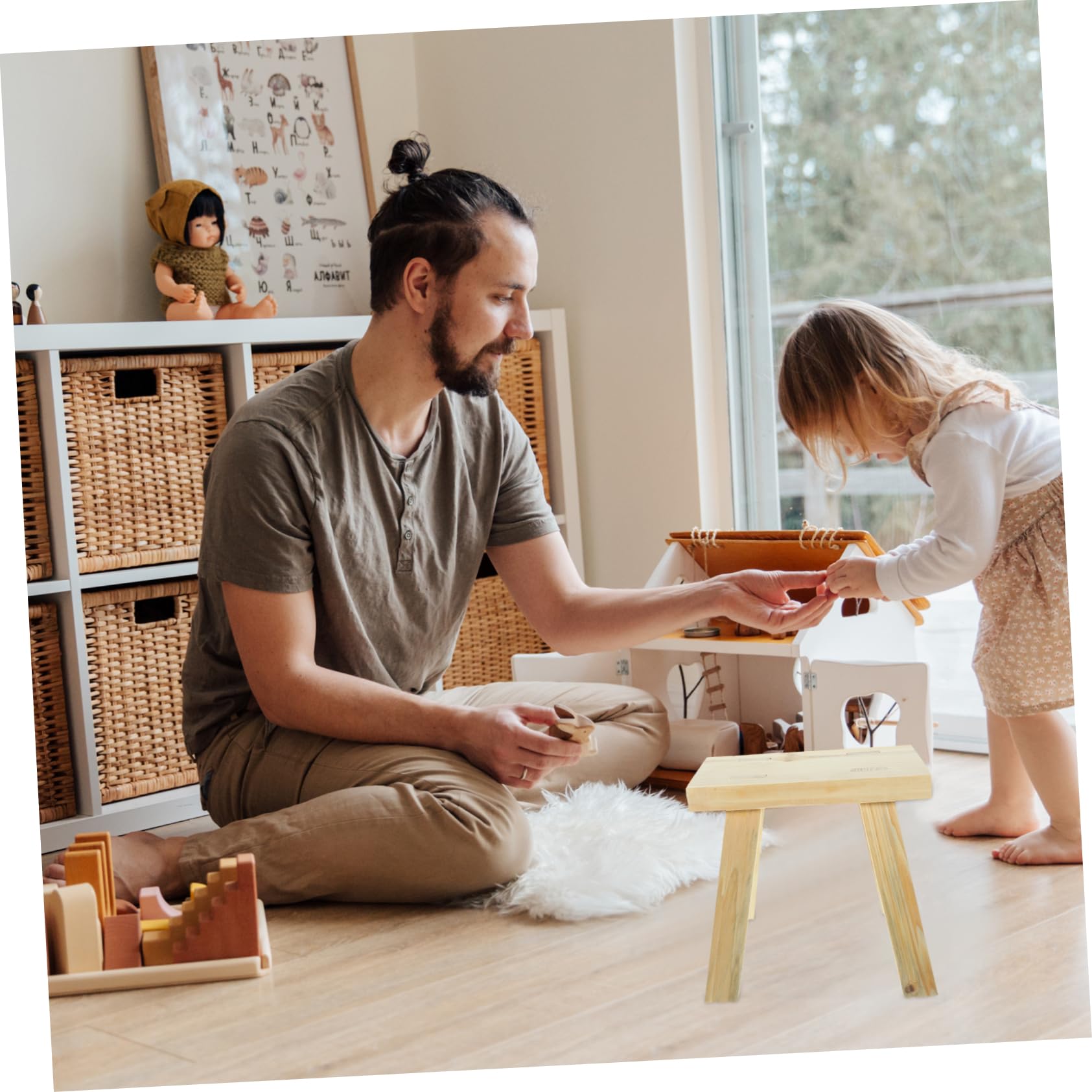 Zerodeko Kinderhocker für Zuhause, Kleiner Trittschemel Khaki