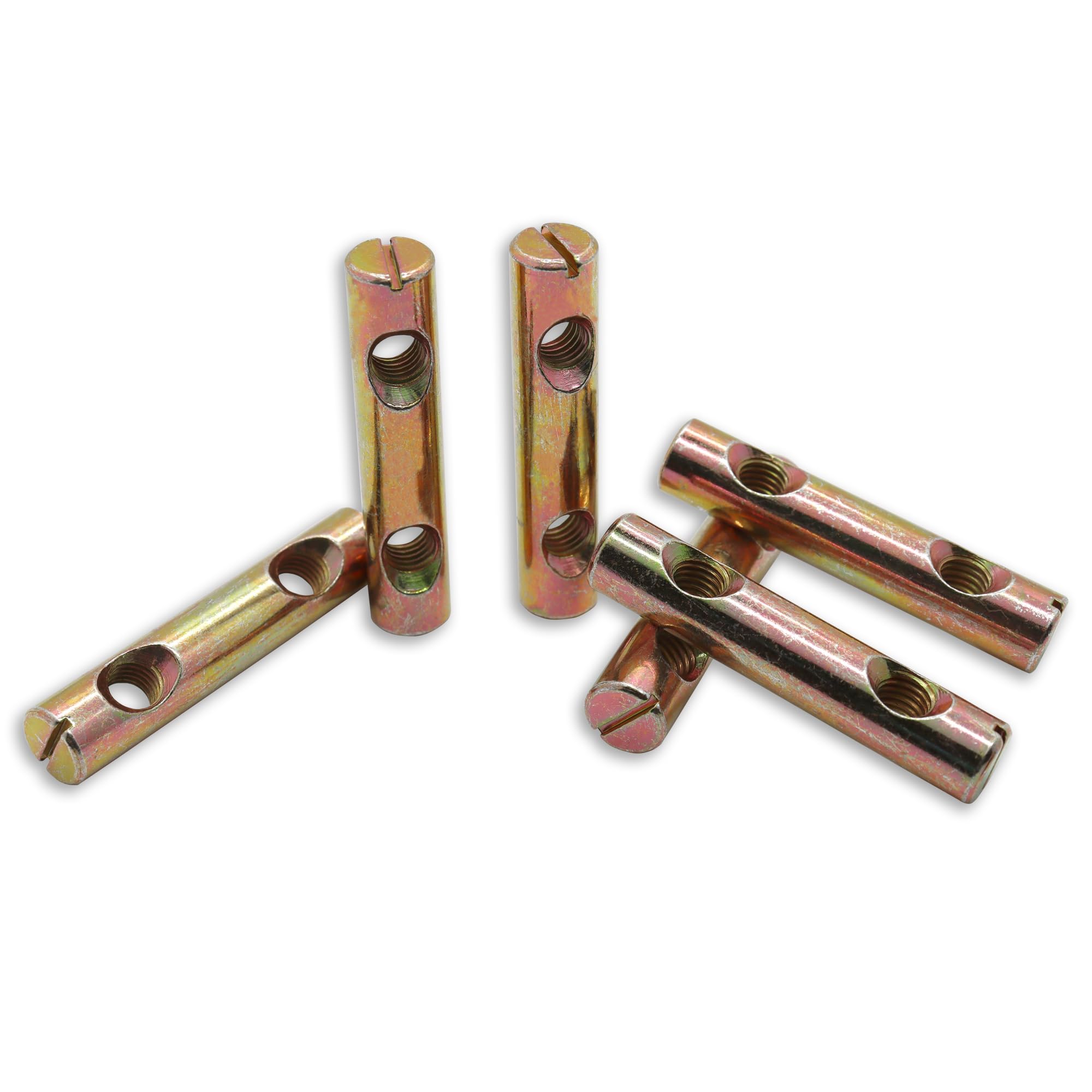 DIYoung 6 Pezzi Dadi Cilindrici a Doppio foro, M8 x 60 mm, Ferro Zincato, perno a Croce a Innesto Scissione