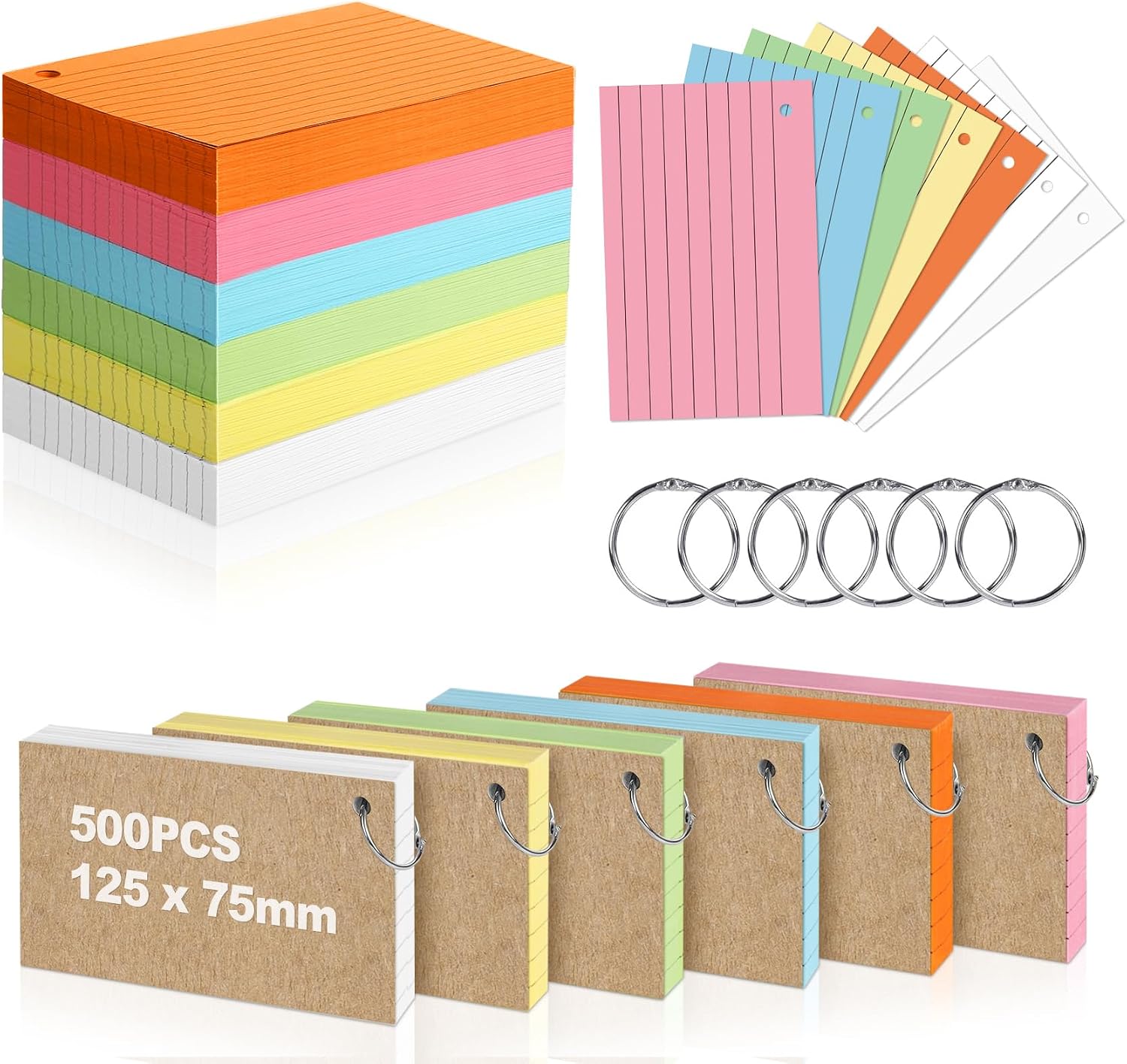 Important Notes Card NOTEZMATE Flash Cards 500 PCS,127 x 76mm Index Cards Revision,Ruled ...