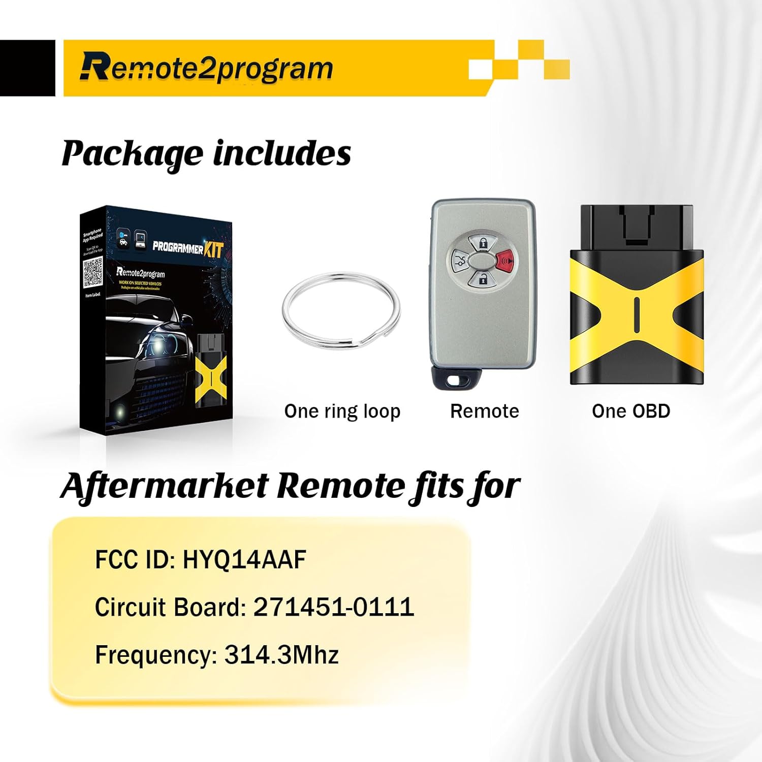 DIY Programming Car Key and Keyless Entry Smart Car Remote Replaccement for 2005-2006 Toyota Avalon with FCC: HYQ14AAF and 0111 Board