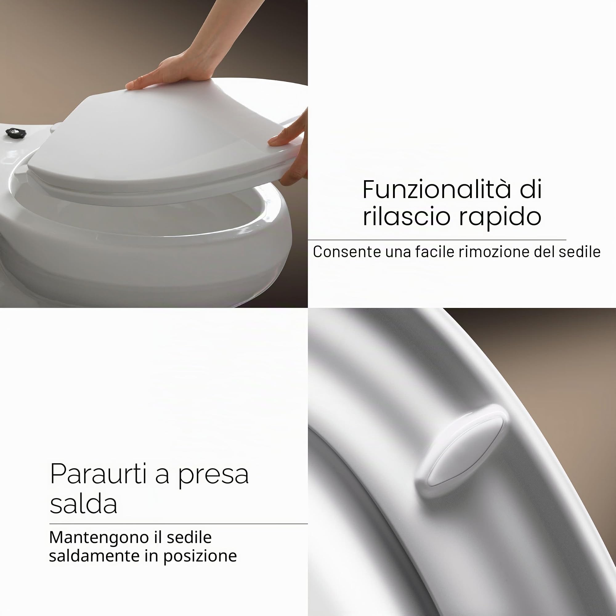 Hyten - Sedile WC rialzato, con chiusura silenziosa, colore: bianco