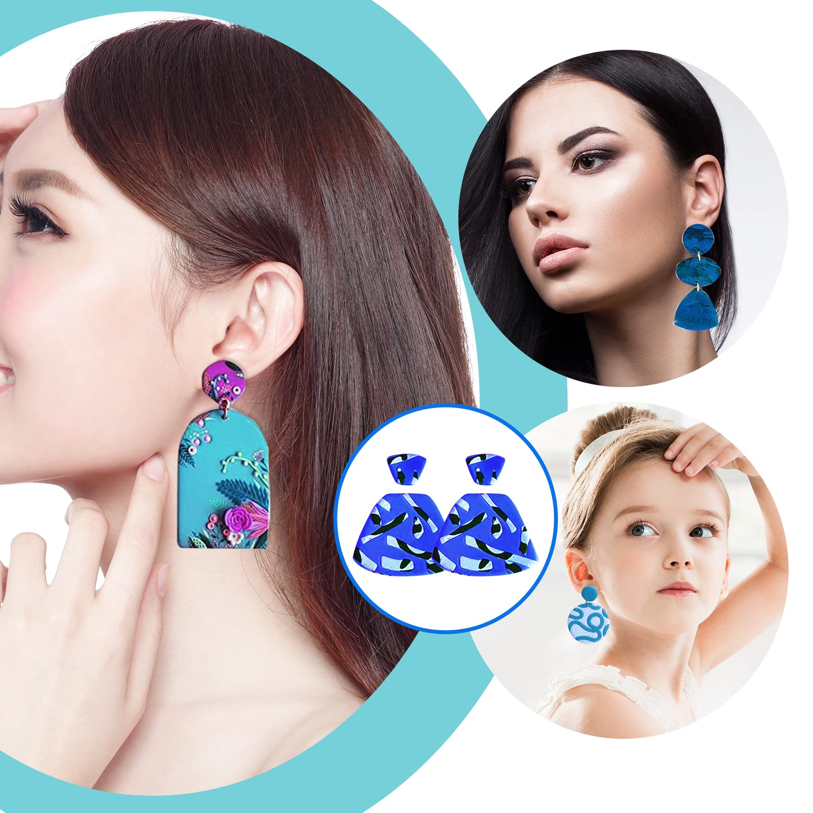 SENHAI Lot De 18 Emporte-pièces En Argile Polymère Pour Boucles D'oreilles, Formes Différentes En Plastique, Avec Cartes De Boucles D'oreilles, Crochets, Moule En Forme De Cercle