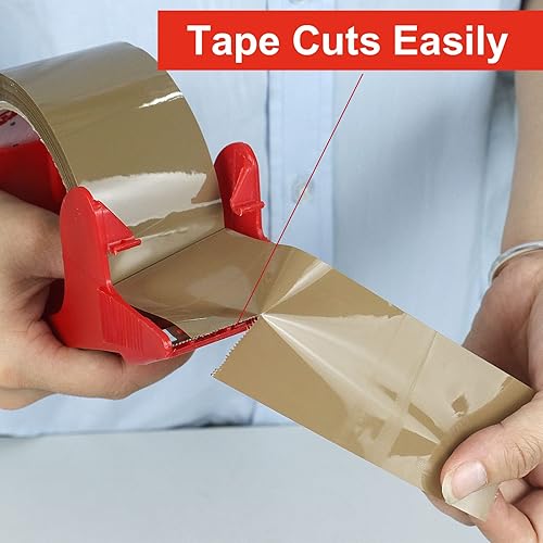 Miniatura 5 de BOMEI PACK Cinta de embalaje marrón resistente con dispensador, 2.6 mil, 1.88 pulgadas x 55 yardas, paquete de 8, ultra fuerte, repuesto para caja