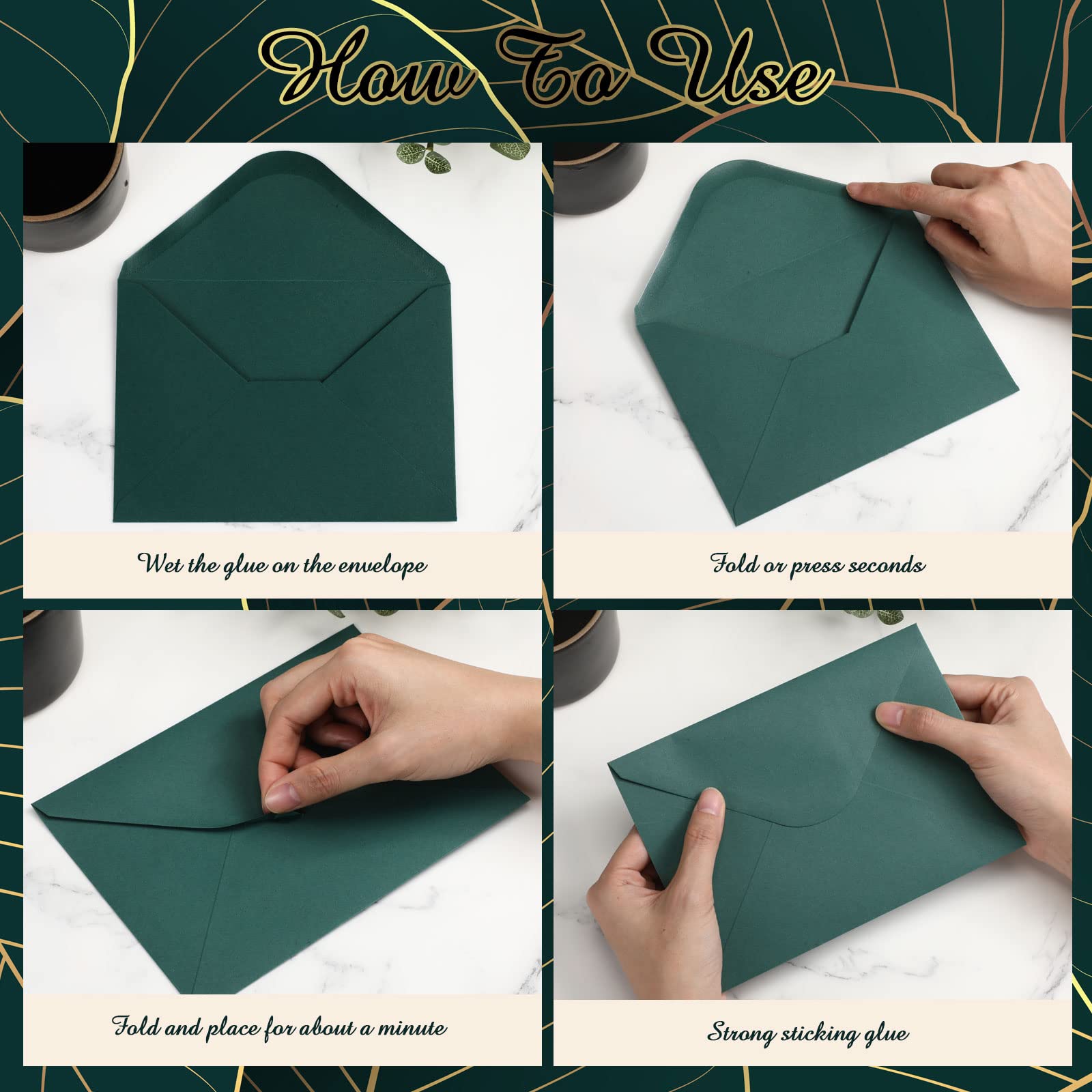 Jutom 250-Pack A7 V-Flap Envelopes, Dusty Blue, 5x7 Inch Self-Adhesive Invitation Envelopes For Weddings, Parties & Greeting Cards - View #4