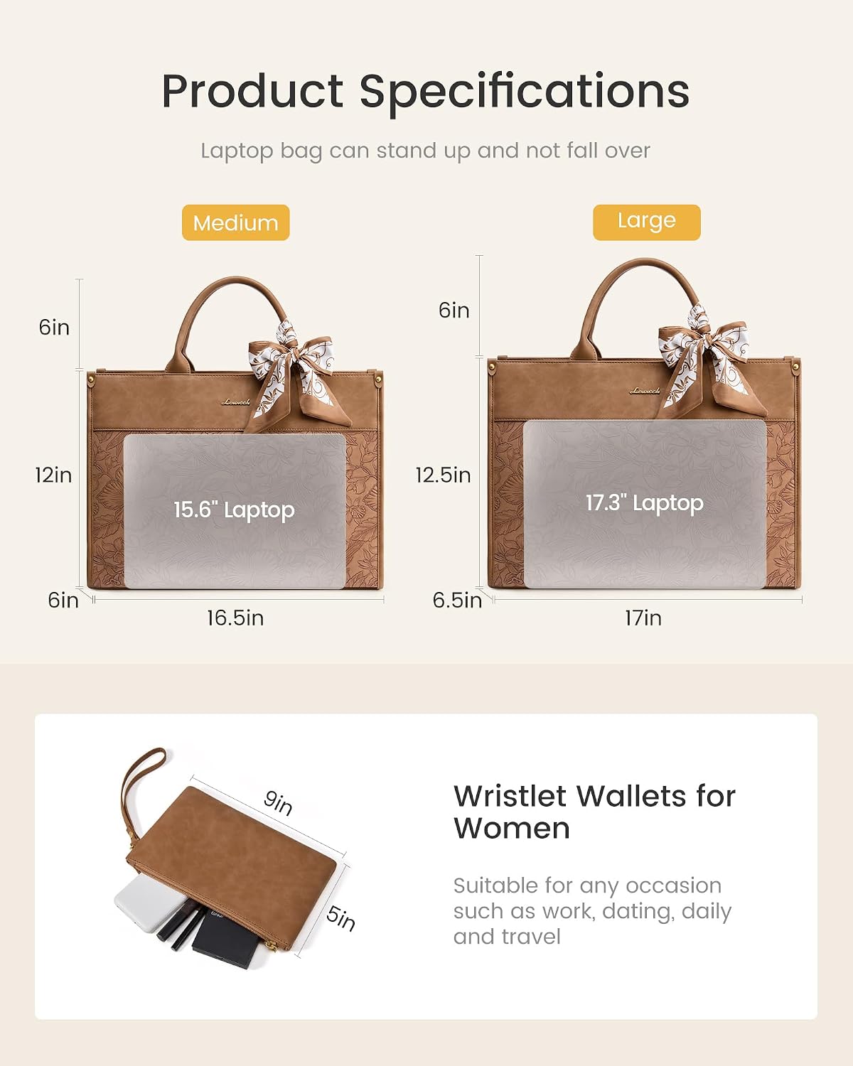 LOVEVOOK Laptop Tote Bag for Women, Vintage Work Bag with Large Cup Holder image 5