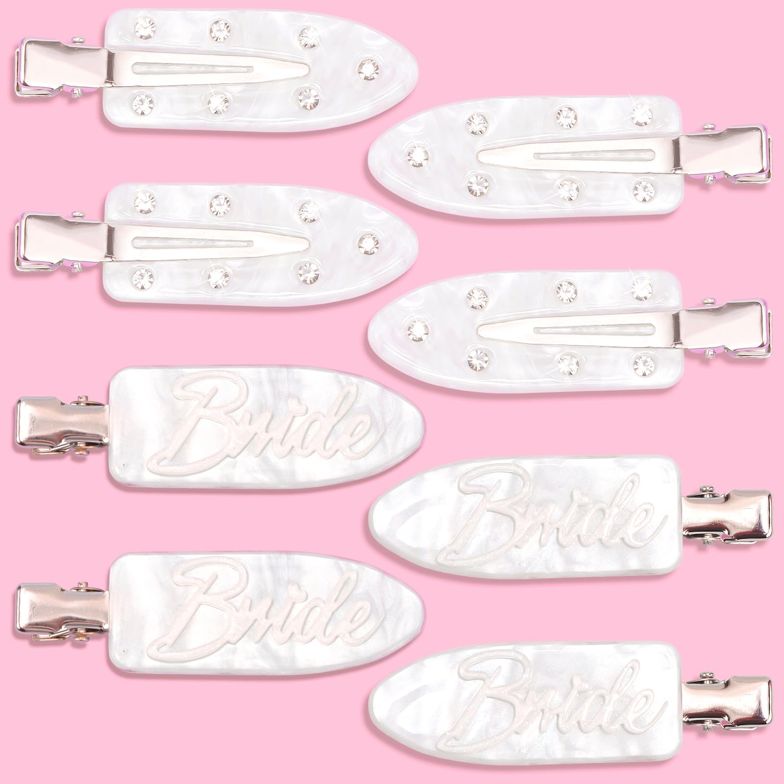 KICOSY 8PCS White Bride Clips Bridal Hair Accessories for Wedding Bridal Shower Engagement Bachelorette Party