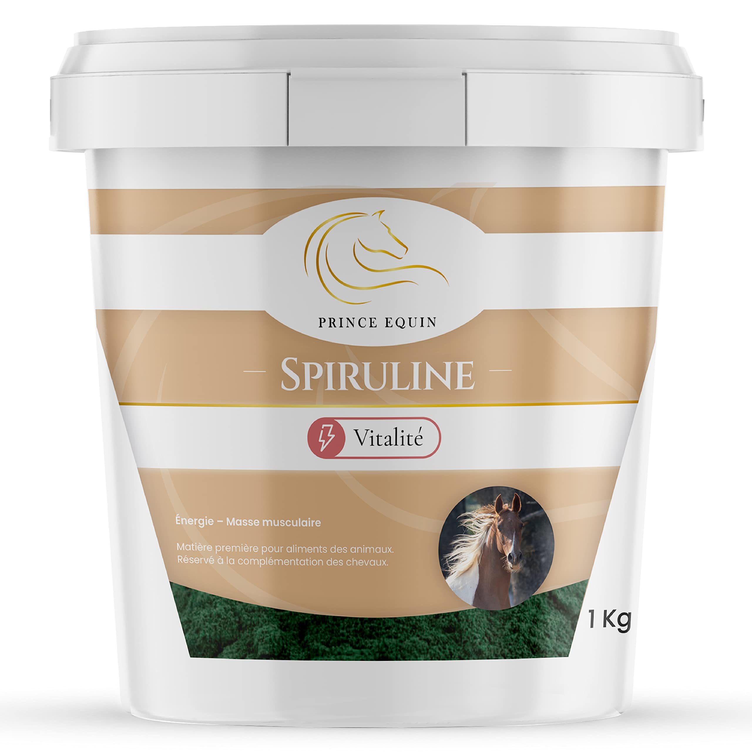 SPIRULINE - Complément nutritionnel Cheval - Seau 1 kg - Riche en protéines, vitamines, minéraux - Energie - Vitalité - Masse Musculaire Cheval - Marque Française