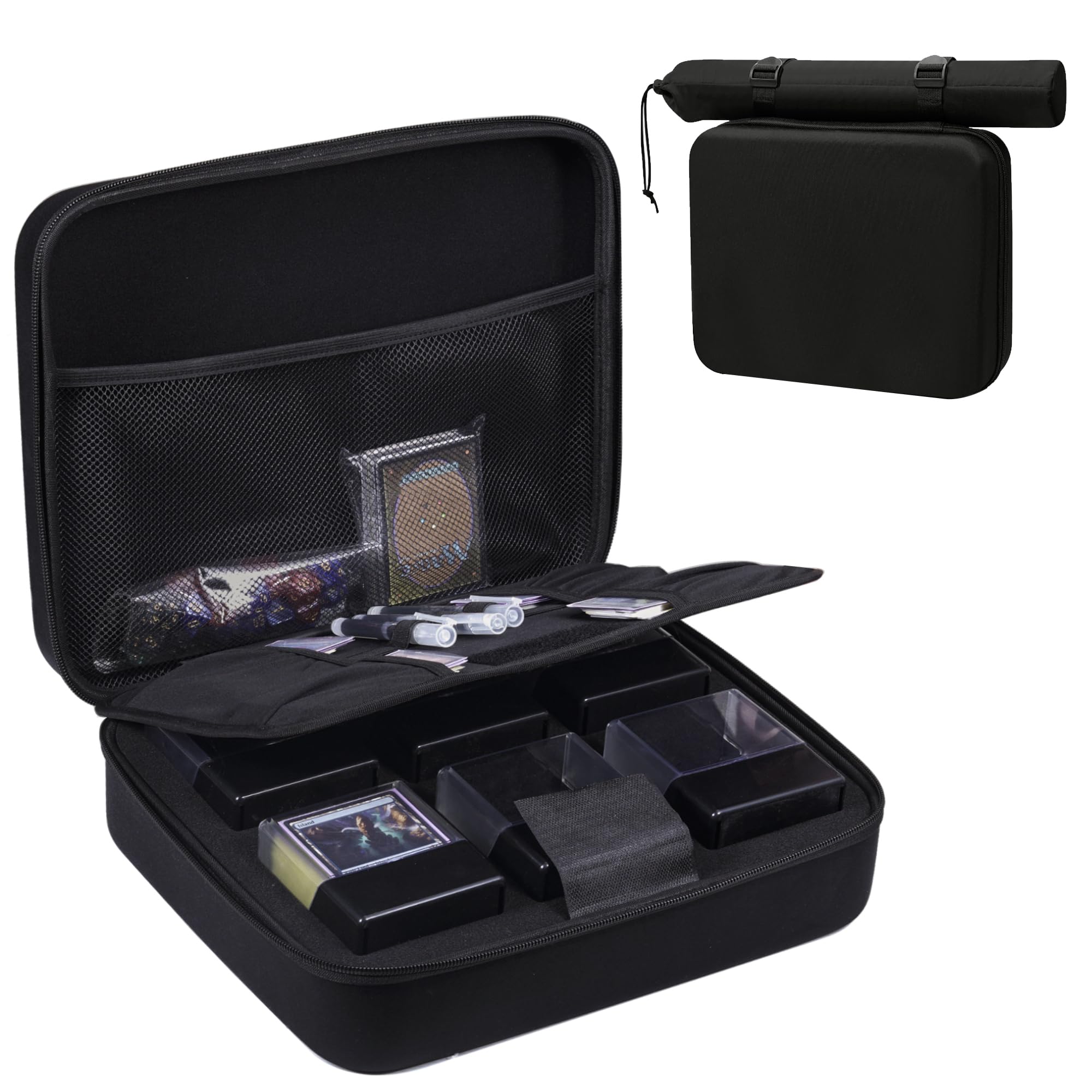 Minahao Trading Card Deck Boxes with Portable Organizer Case. Card Storage Box for Magic The Gathering Commander Deck. Holds 1200+ MTG/TCG/OCG Sleeveless Cards & Playmats