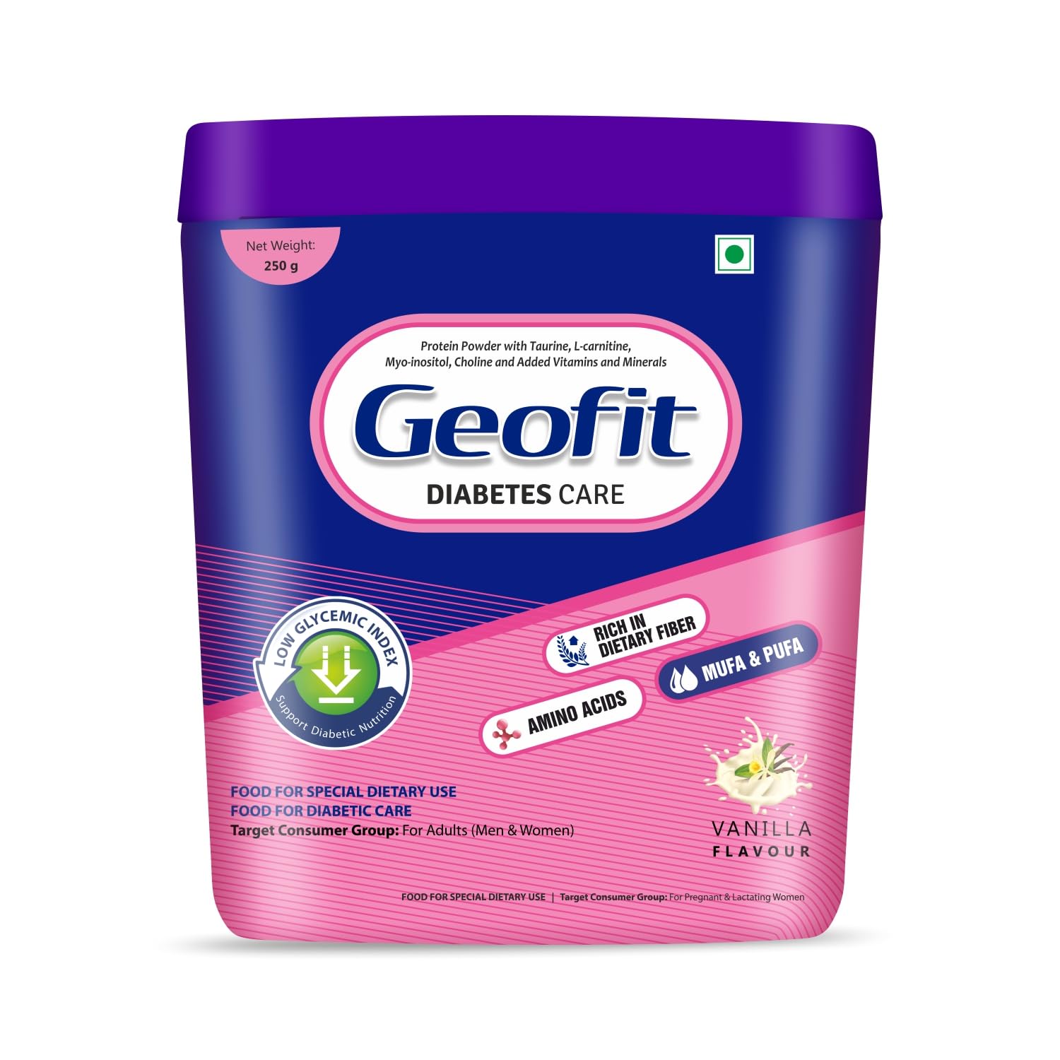 Geofit Diabetic Care Protein Powder Enriched with Nutrients | Diabetic Care Protein Supplement Powder Drink Mix | Helps in Manage Blood Sugar Level, Weight Management & Immunity Support - 250GM pack - No Added Sugar (B0993GY2SF) Amazon Price History, Amazon Price Tracker