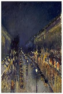 The Boulevard Montmartre at Night by Camille Pissarro Impressionism Modern Art Canvas Art Poster And Wall Art Picture Print Modern Family Bedroom Decor Posters 20x30inch(50x75cm)