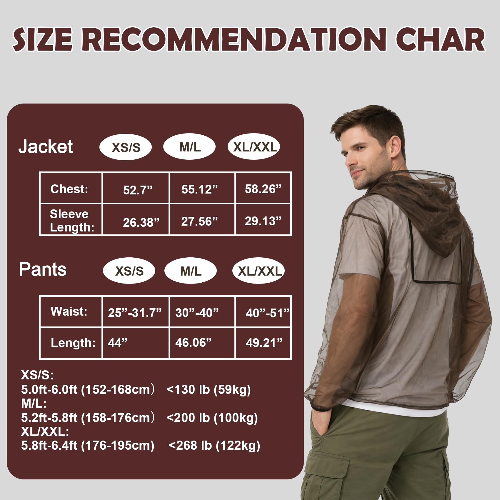 Combinaison Anti-moustiques 4 Pièces Translucide - Veste, Pantalon, Capuche, Gants Et Couvre-pieds Chemise Anti Moustique Poids