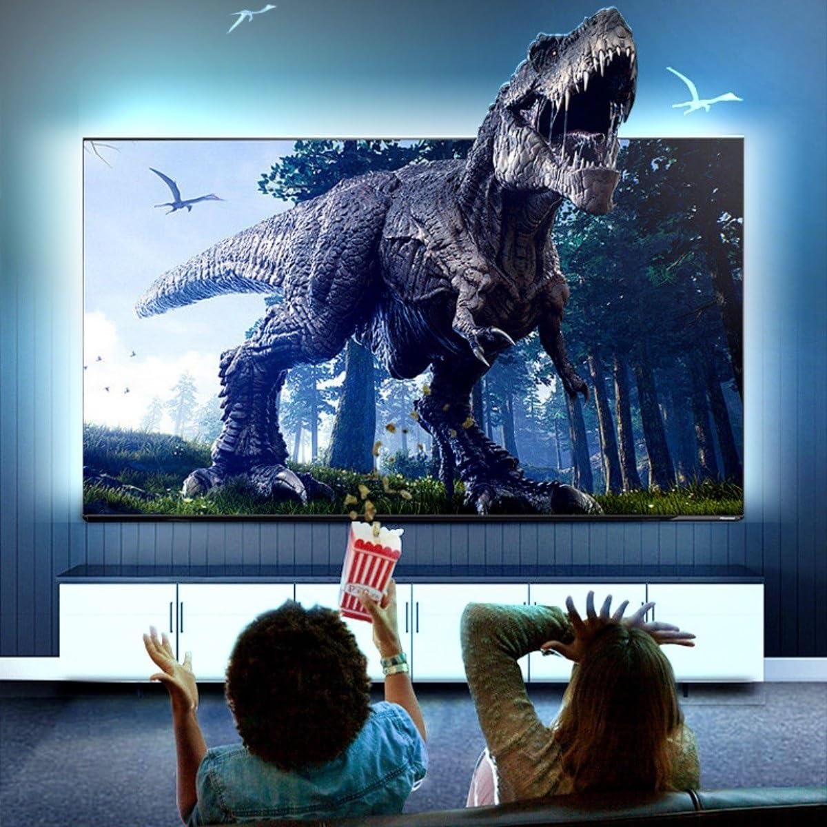 DONGXIAO Luce a LED for TV, luci TV Retroilluminazione TV a LED, TV LED,Schermo TV con Impugnatura for Fotocamera Striscia di Luce Ambientale LED Intelligente sincronizzata(TV72~85in)