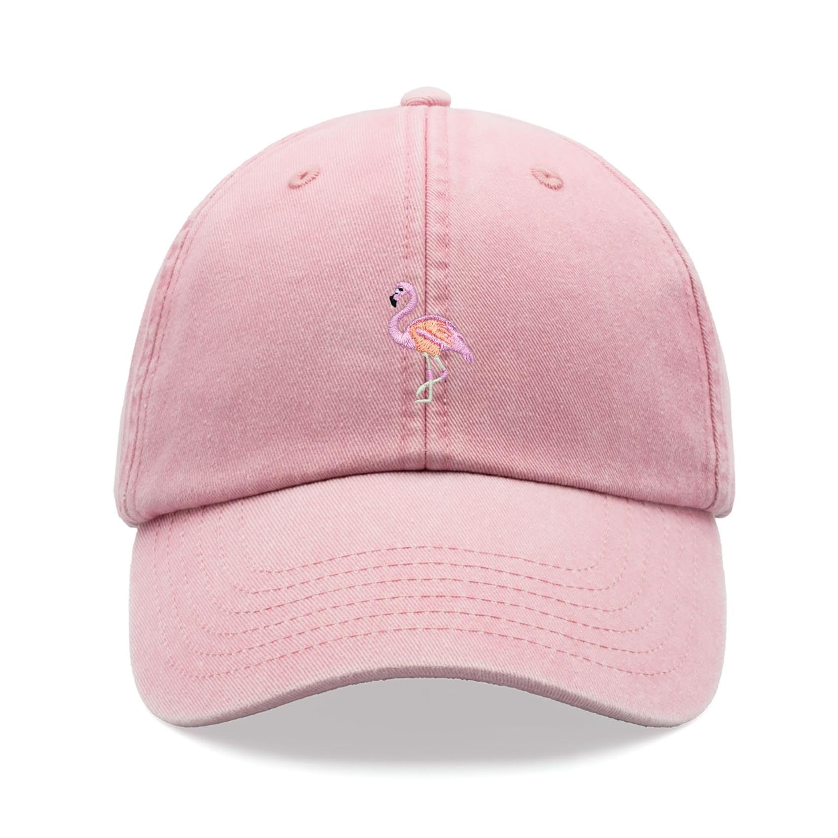 Cap Base Unisex Pink Flamingo Baseball Cap Vintage Washed Dad Hat Low Profile Adjustable