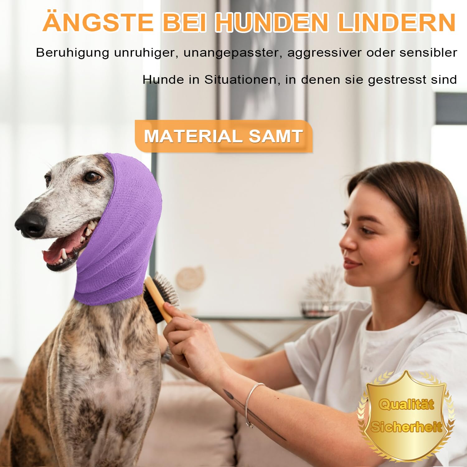 Voarge Bandana per Orecchie per Cani Protezione dell'Udito Viola L