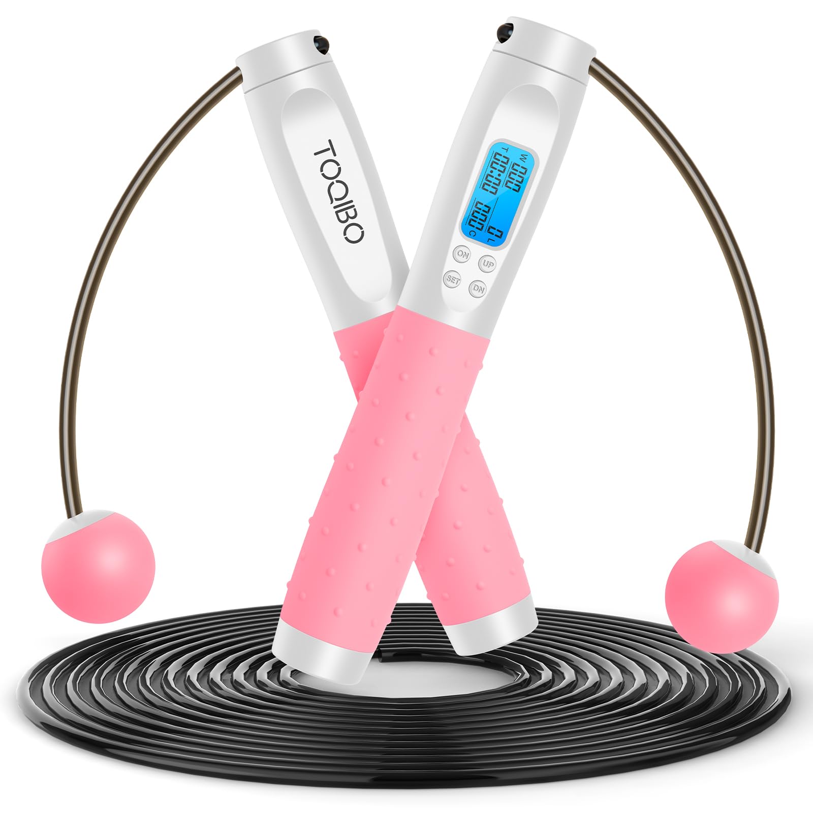 TOQIBO Skipping Rope with Digital Counter, Professional Ball Bearings & Non-Slip Handles