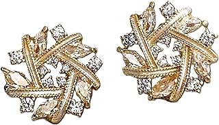 حلق نسائى زوج واحد من الأقراط العصرية مرصع بالمجوهرات اللون : ذهبي