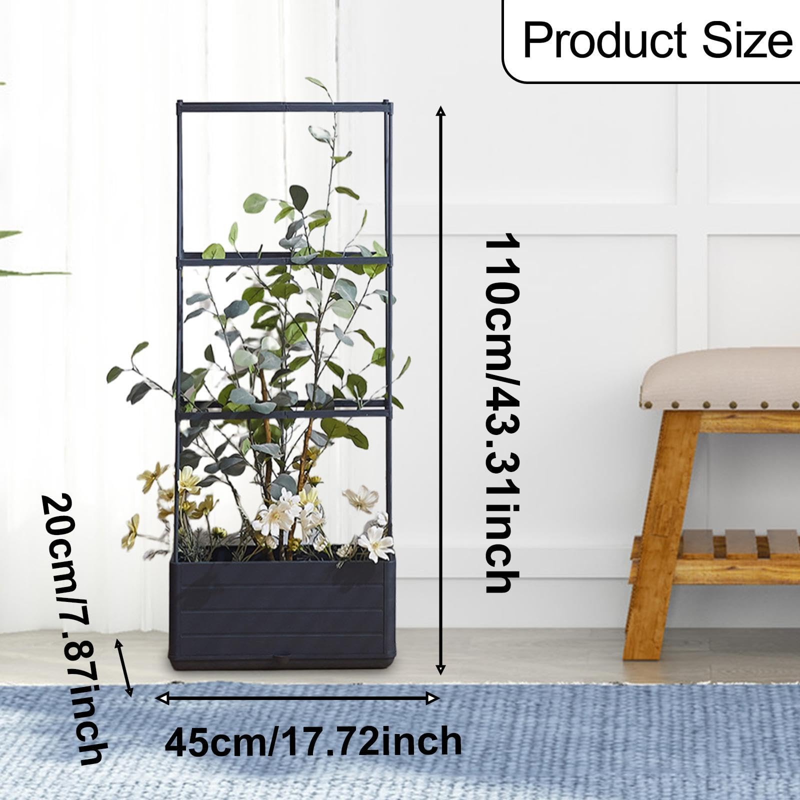 Jardinière Carré Potager Vertical Bac Profond Conteneur Auto-irrigant avec Matériau Résistant Au Soleil Adapté pour Tomates Poivrons, 3 Niveaux