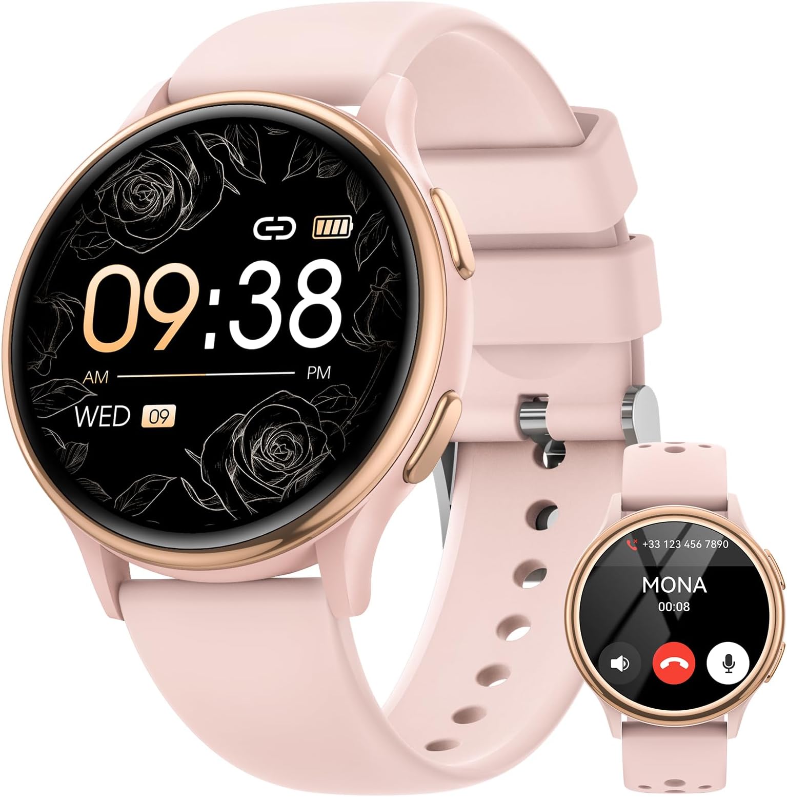RUXINGX2025 Smart Watches for Women [Make Call/Answer/400+Watch Faces] for Android Phones iPhone Compatible, Fitness Tracker for Women Activity Trackers and SmartWatch for Smart Watches, 3 Watch Bands Pink