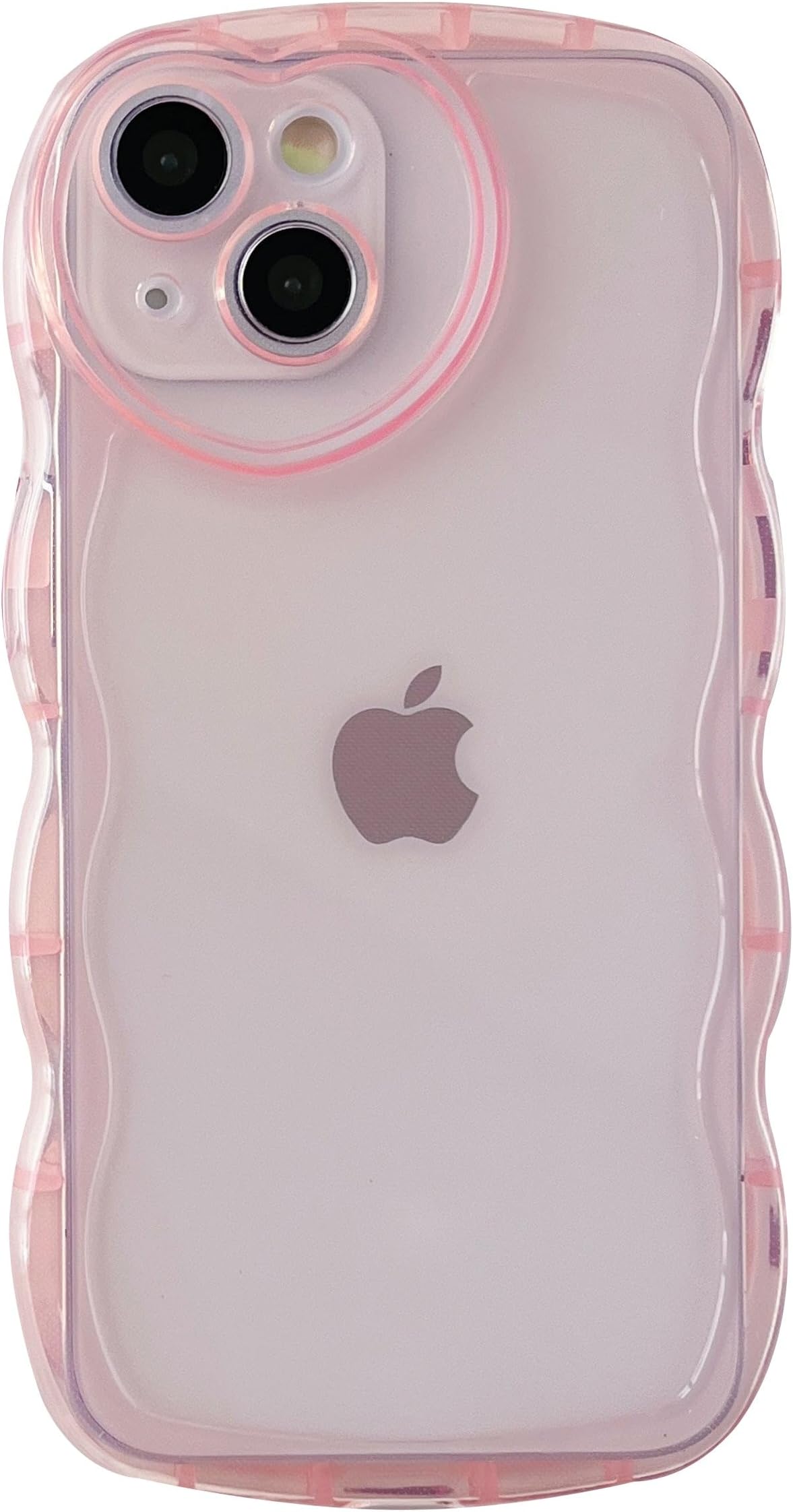Caseative for iPhone X/Xs Case, Curly Wave Shape Love Heart Camera Lens Protection Clear Soft Compatible with iPhone Case (Pink,iPhone X/Xs)