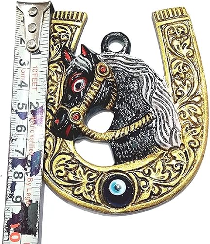 Miniatura 3 de HerraduraGhode Ki Naal Nazar Battu con mal de ojo elegante para el hogar, oficina, tiendas y tablero de instrumentos de coche, color negro dorado, 3