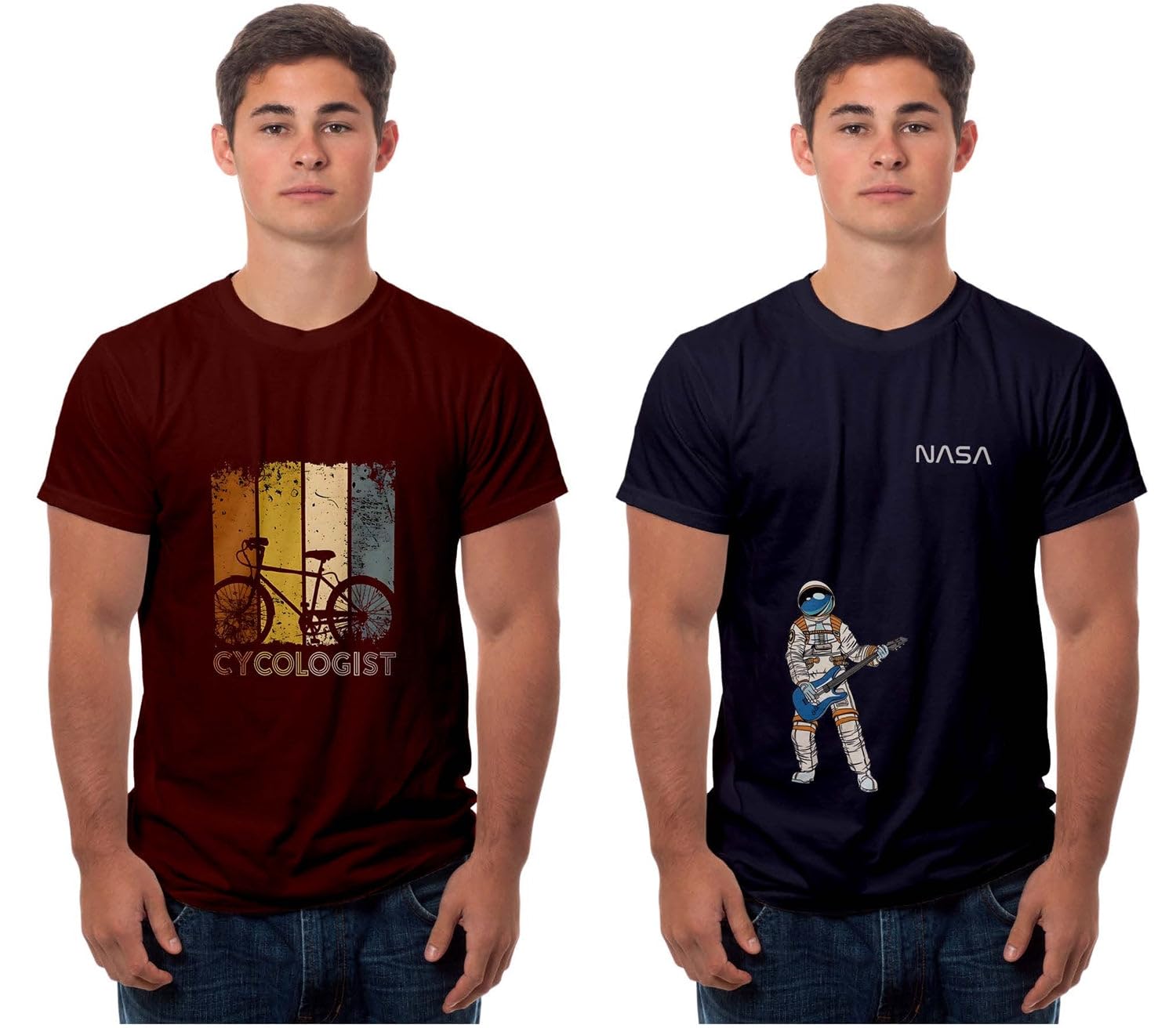 Boodbuck Printed Cotton T-Shirt for Men Combo Pack of 2