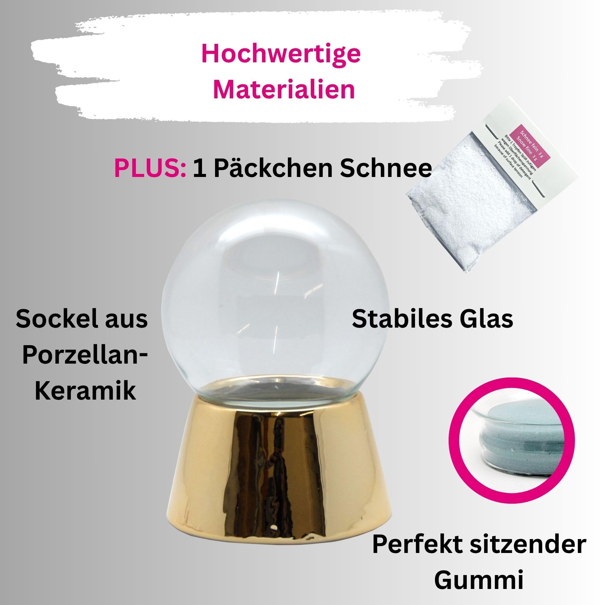 65mm Do it Yourself knutselset DIY sneeuwbol met glazen bol en porseleinen sokkel | B: 65mm H: 85 mm | 40002