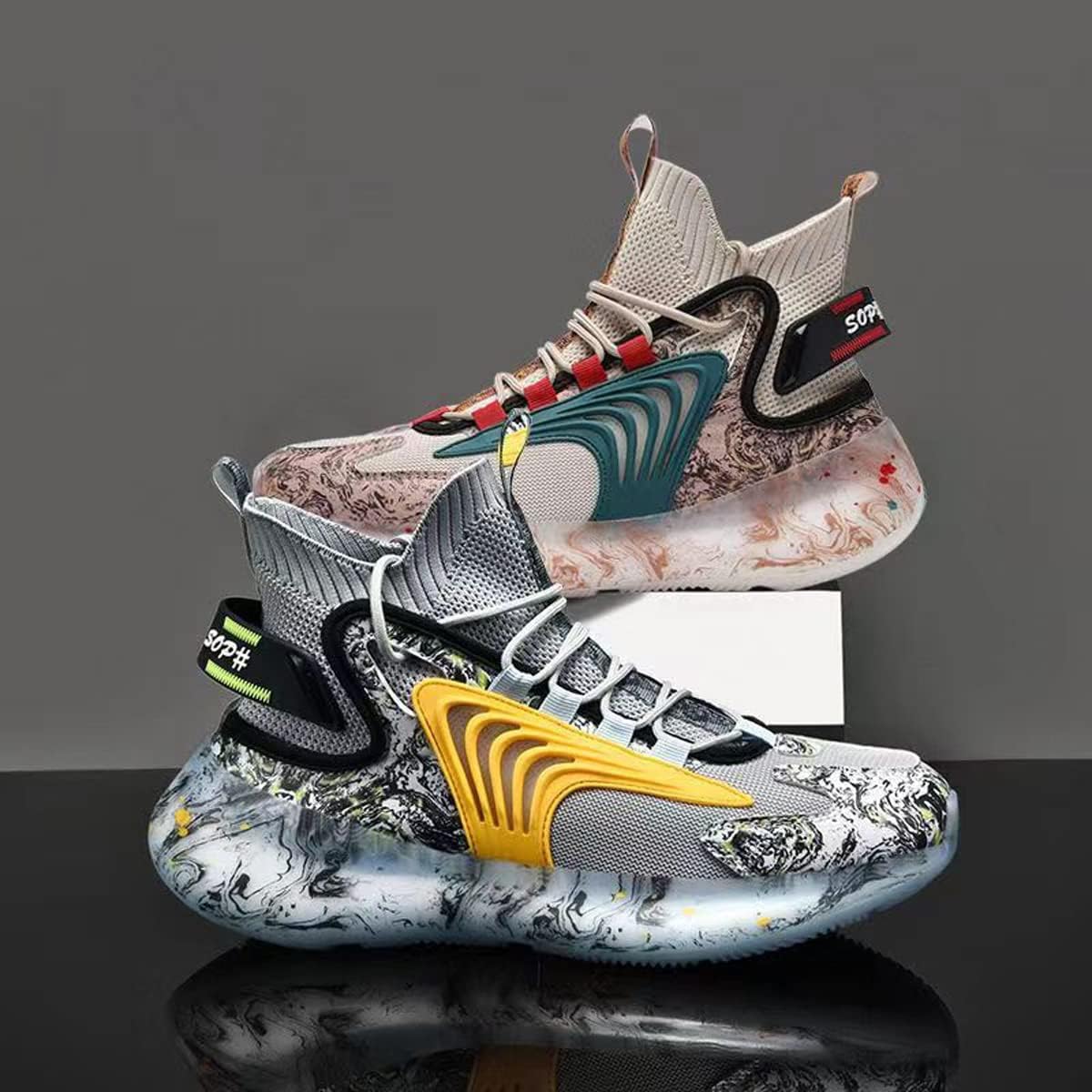 GSIGUL Mens Fashion Sneakers Sports Athletic Running Shoes Lightweight Breathable Mesh Tennis Walking Shoes