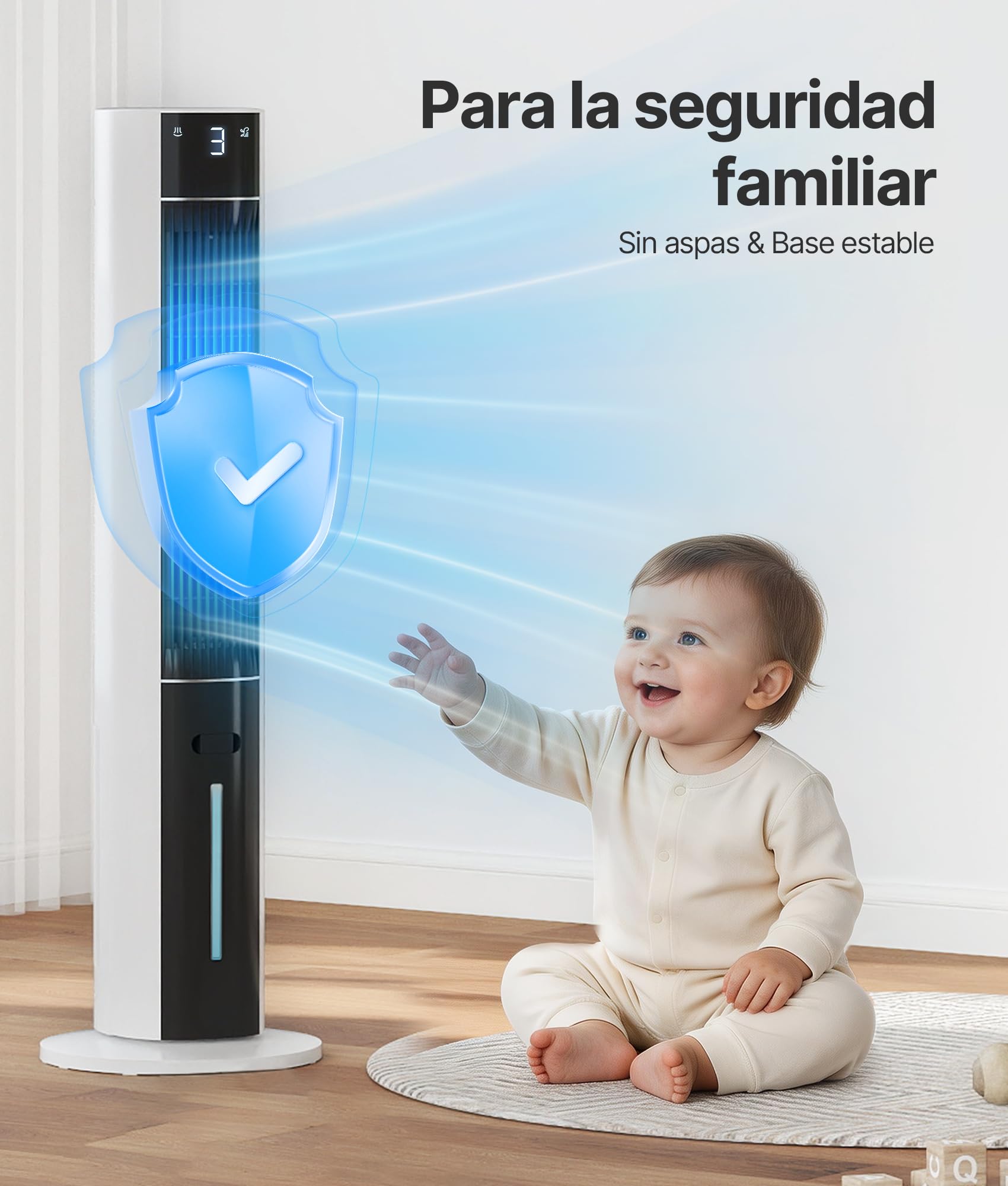 Climatizador Evaporativo Portátil- Alternativa al Aire Acondicionado Portatil Enfriador de Aire Silencioso,3 Modos, Temporizador 12H, Mando, Función Aroma, Blanco
