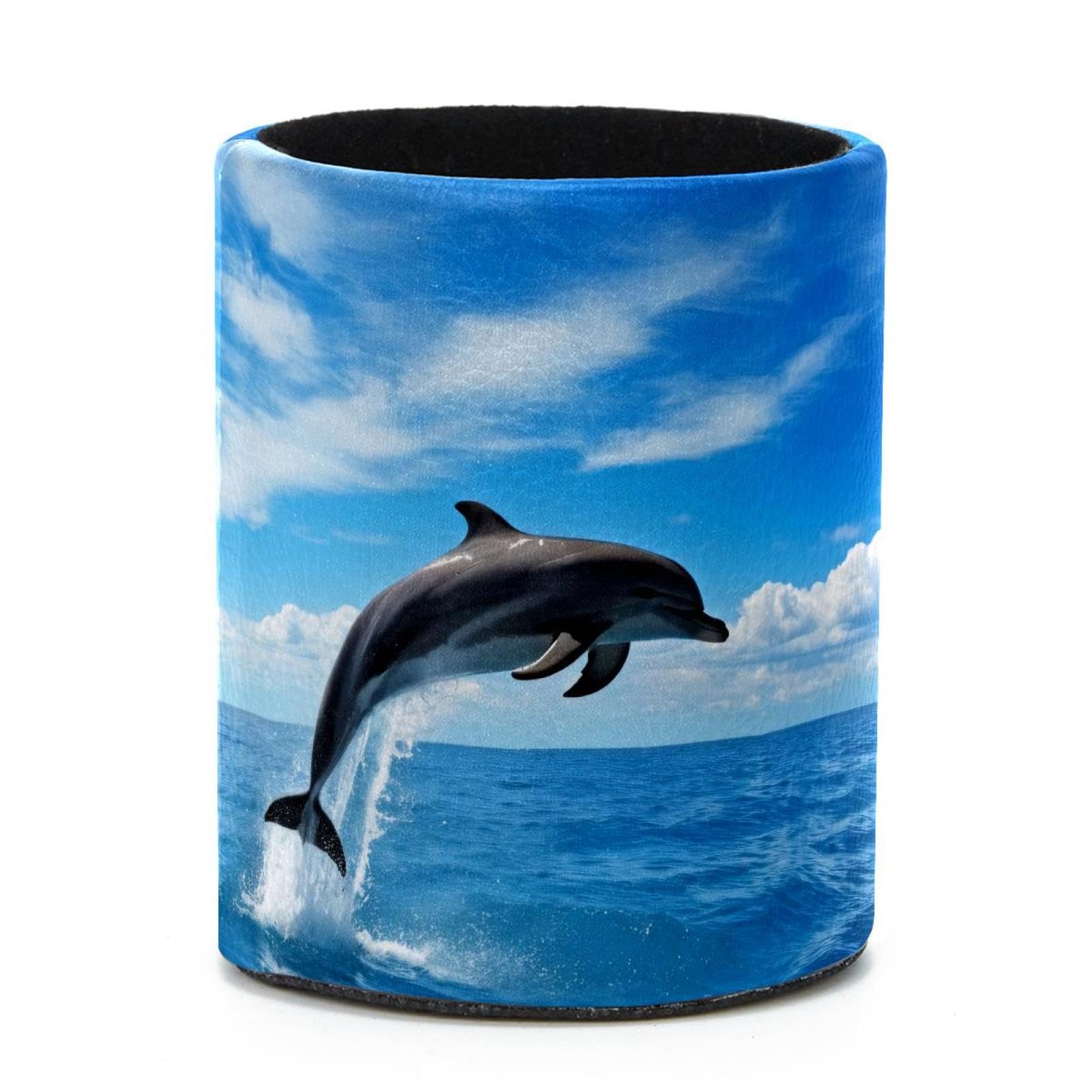 VAPOKF Round Pencil Holders for Desk, Dolphin Jumping Pen Holders Pen Pot Makeup Brushes Storage Desktop Stationery Supplies Organiser for Home Office