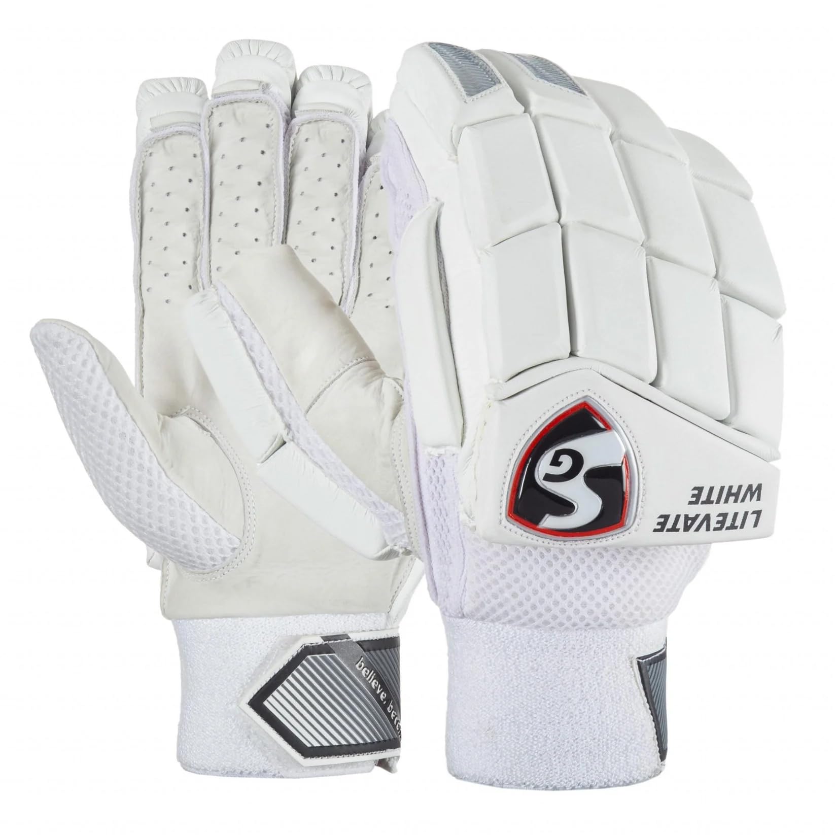 SG Litevate White Cricket Batting Gloves | Color: White | Size: Mens, Right Hand | for Men & Boys | Material: Leather & TPU | Enhanced Grip and Protection for Superior Performance | Lightweight-image-29