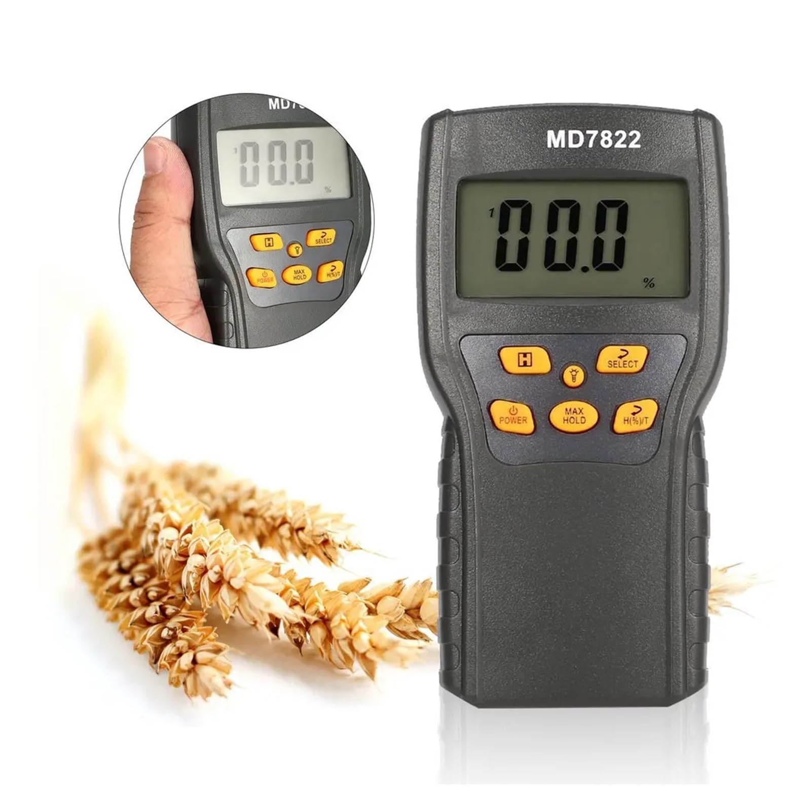 Cyfrowy miernik wilgotności ziarna Bardzo czuła sonda Tester wilgotności Wyświetlacz LCD Pszenica Kukurydza Ryż Higrometr Detektor temperatury Dokładny