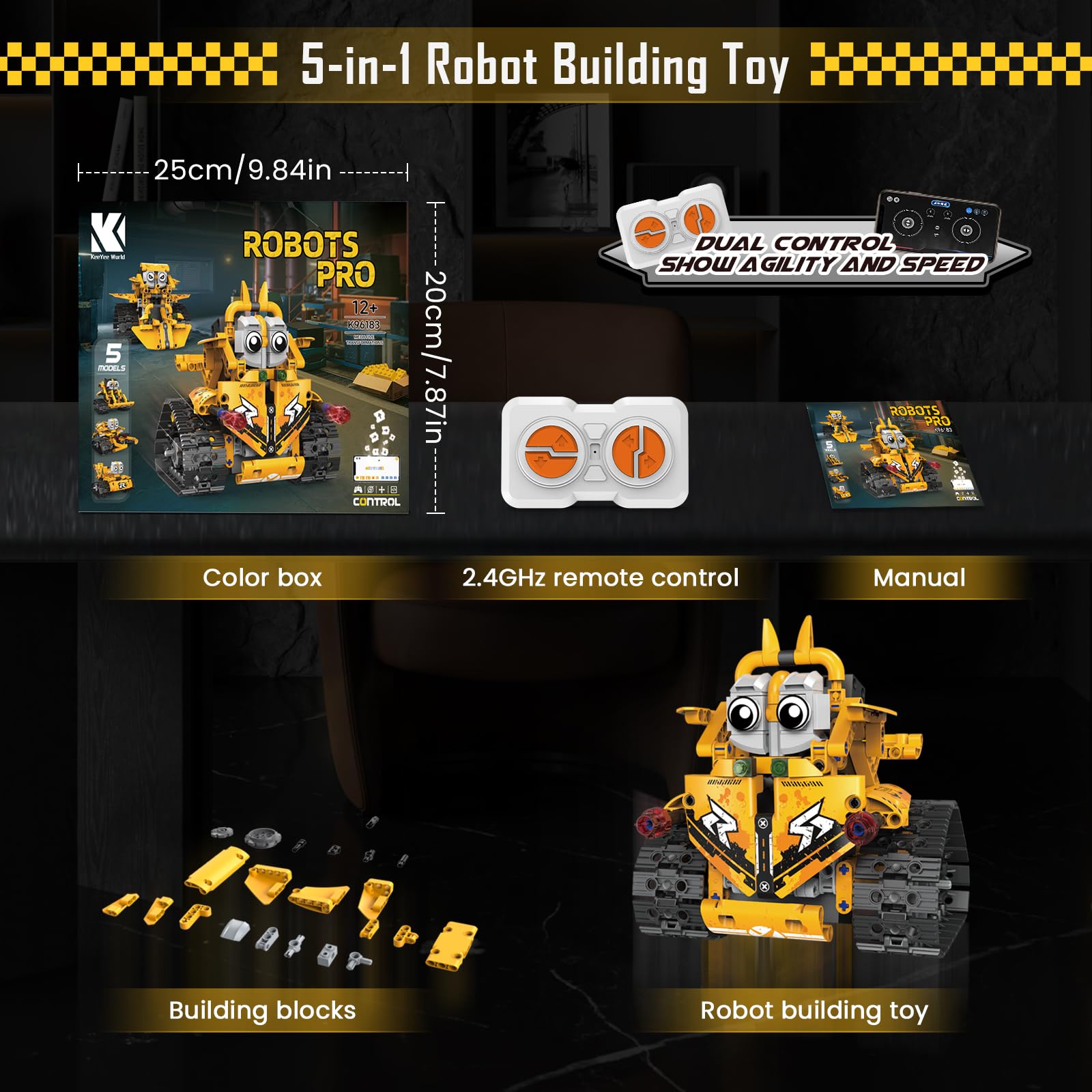 Robot Technic telecomandato per bambini, kit di costruzione di carri armati robot Technic 5 in 1 con app e telecomando, 604 pezzi, regalo di compleanno per bambini di 8, 9, 10, 11, 12+ anni