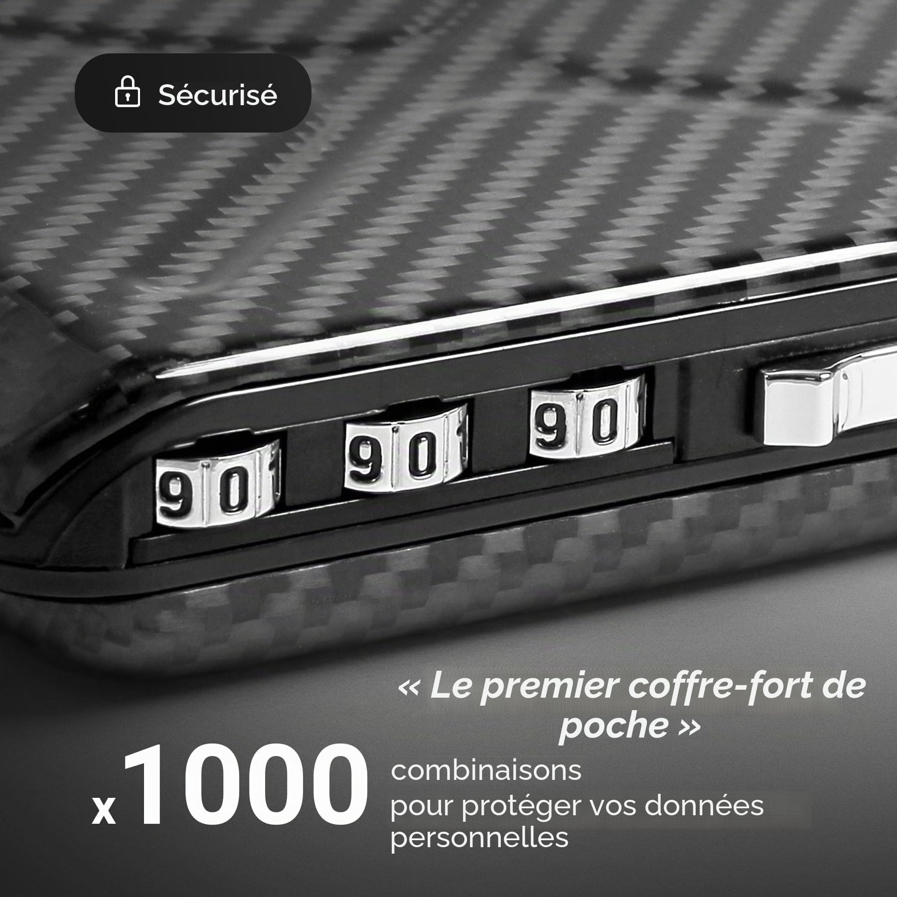 Portefeuille à code en fibre de carbone, . Modèle : CODE WALLET