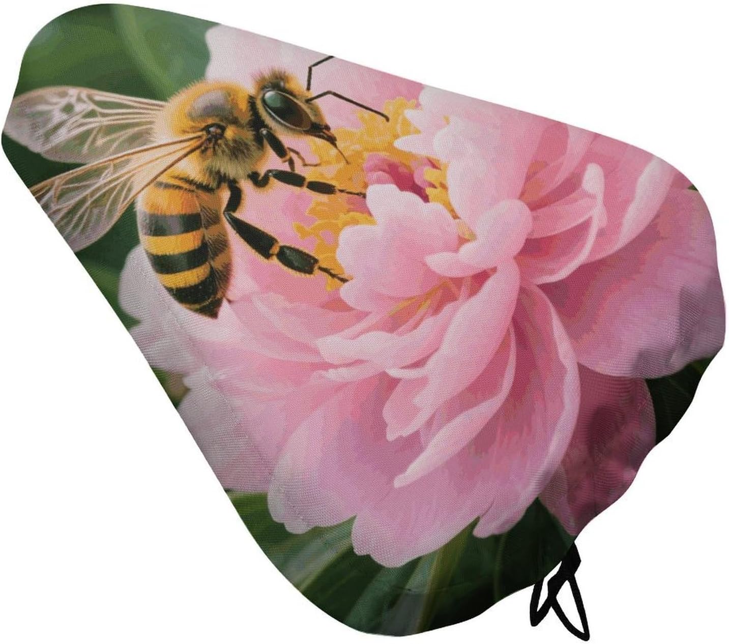Bees Collect Honey Padded Bike Seat Cover with Drawstring and Spring Buckle, Waterproof Bicycle Seat Cushion Extra Wide, Soft Comfort Bicycle Saddle for Mountain Exercise Road Bikes
