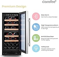 Vista 5 de COMFEE' CRW28B7AST Enfriador de vino independiente e integrado, refrigerador de vino de 28 botellas, zona de enfriamiento doble, control digital