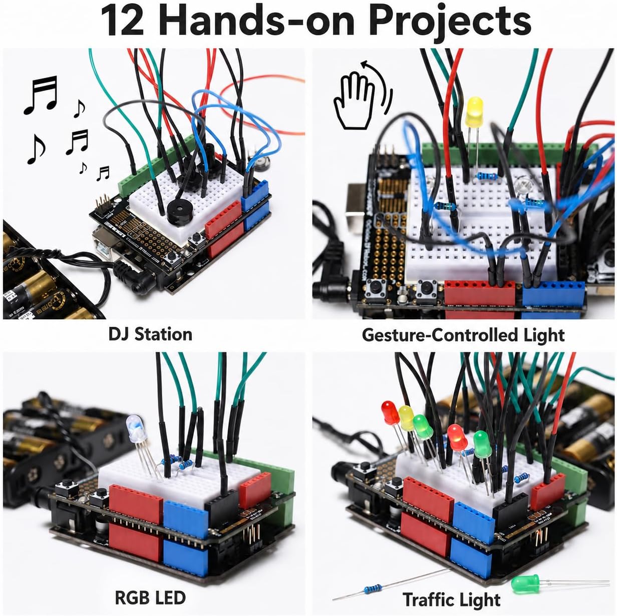 DFRobot Basic Electronics Starter Kit for Beginners - with UNO R3 Board, Compatible with Arduino IDE, 83 Labeled Components & 12 Step-by-Step Tutorials - Frustration-Free for College STEM