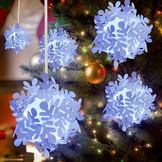 BeHiller Solar Garden Lights for Christmas Decorations Outdoor,2PACKS White Floating Snowflake Light for Christmas Party Decor,Solar Snowflake Lanterns Lights for Yard/Lawn/Xmas Decor