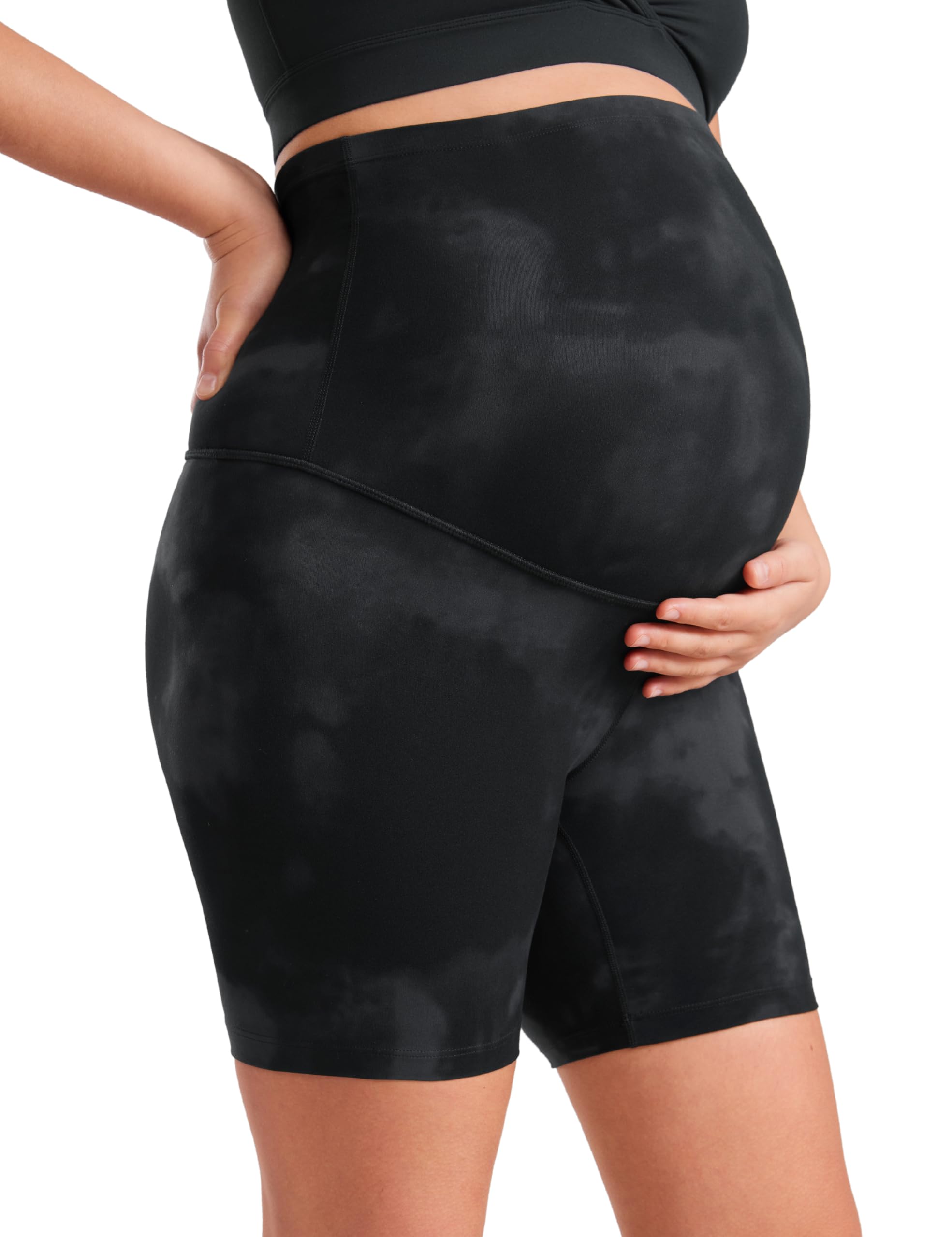 CRZ YOGA Women's Butterluxe Maternity Shorts Over The Belly - 4"/6"/8" Over Bump Yoga Sports Biker Shorts Pregnancy Leggings — view 34