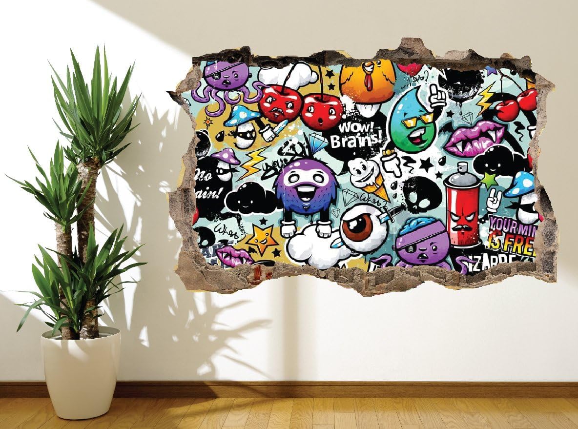 Wall Murals Online Ltd Graffiti Stickerbomb Style Wall Sticker Wall Mural Wall Art (12884801) Graffiti (90Cm X 60Cm) 90Cm